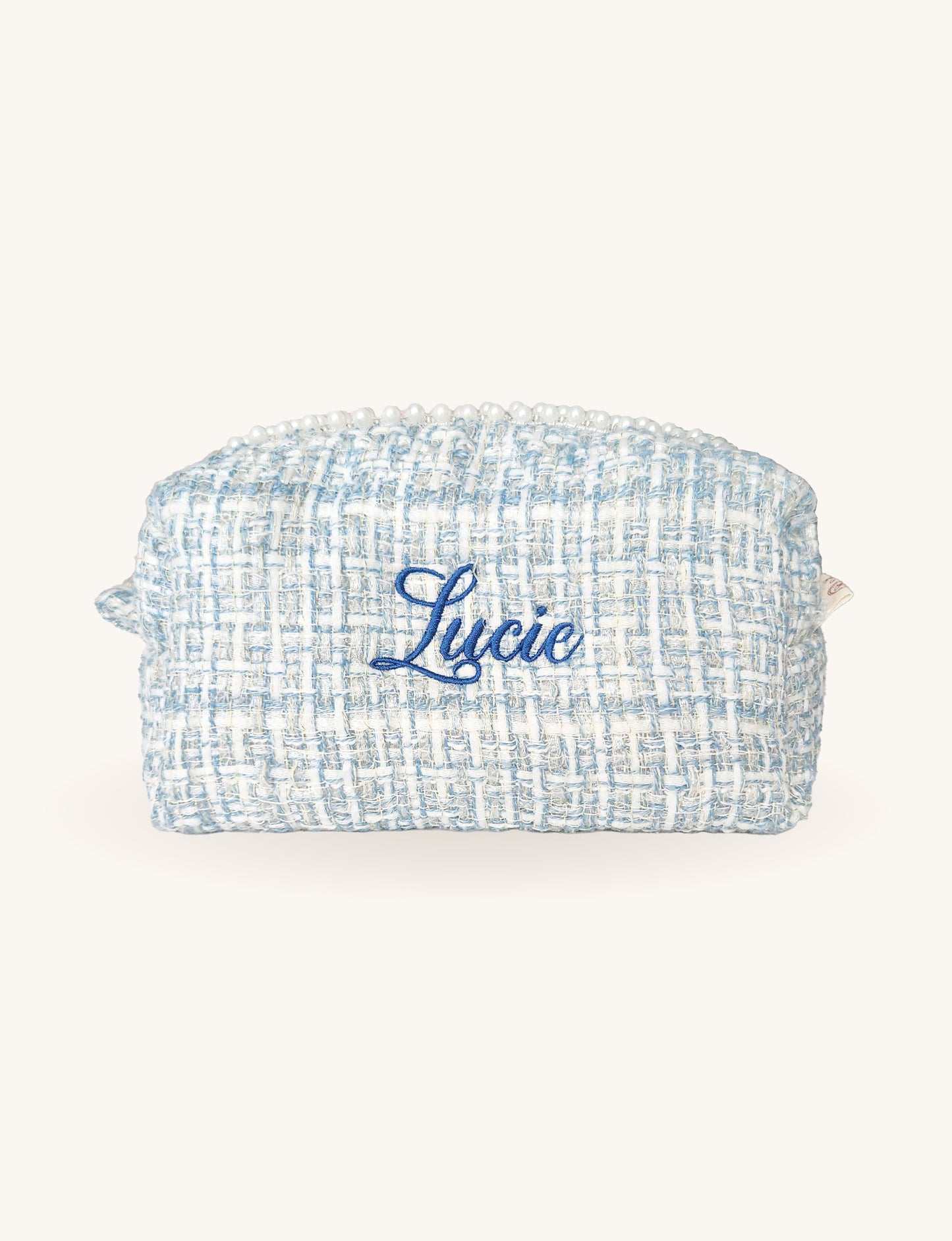 Makeup Pouch - Blue Pearl - Custom Name