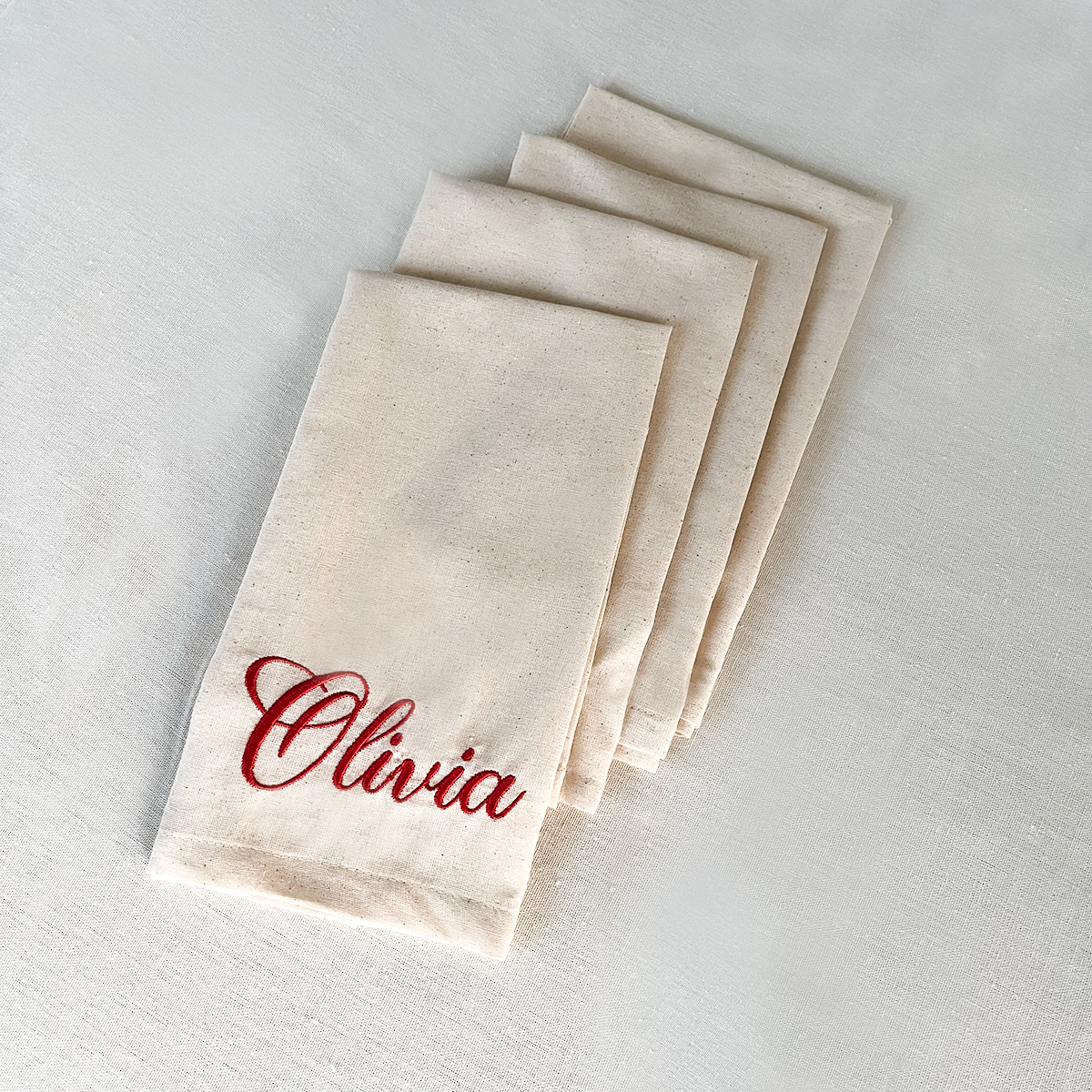 Personalized Linen Napkins With Name Embroidery - 18x18 inches