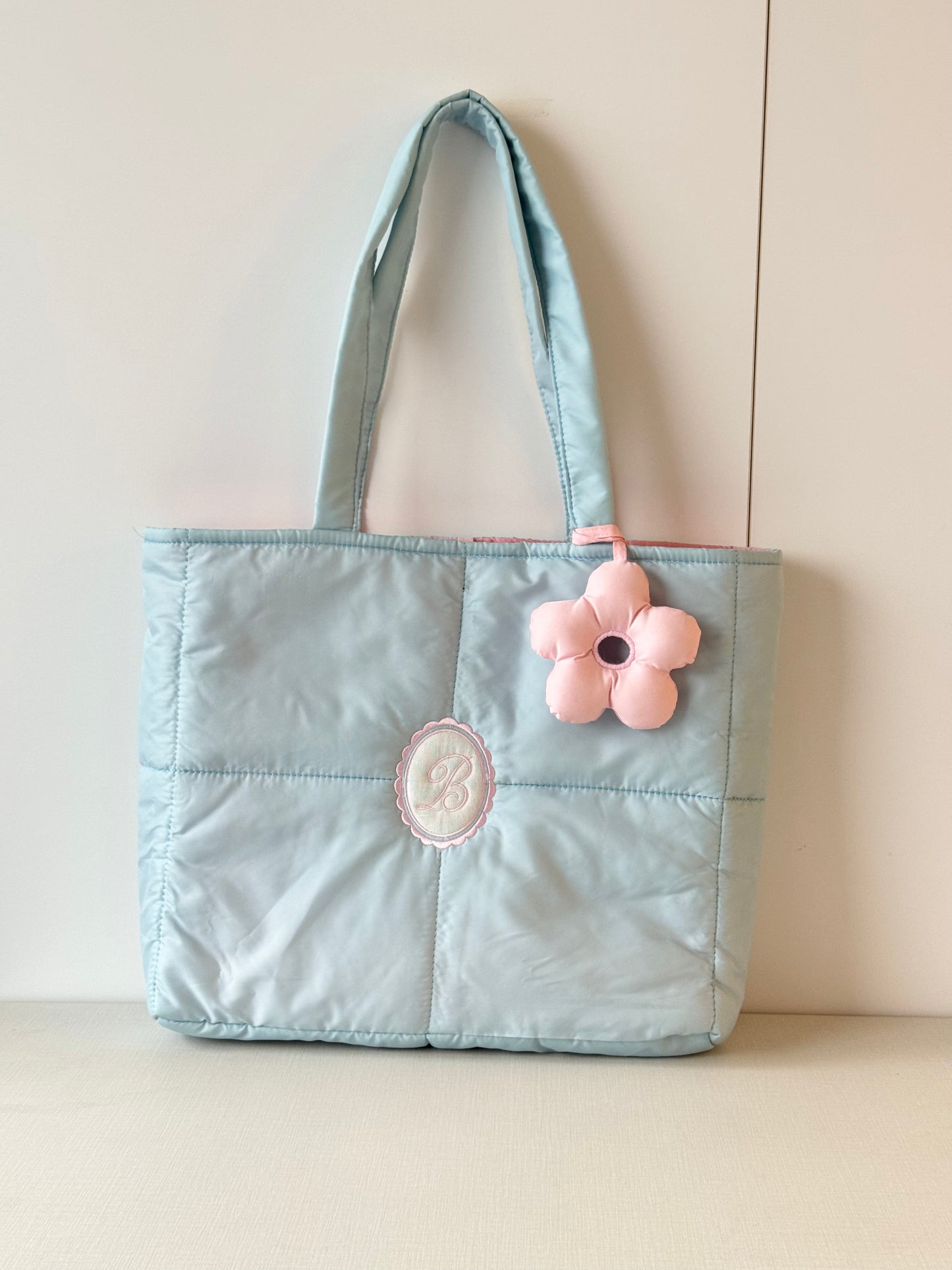 Personalized Puffer Shoulder Bag with Monogram Embroidery - 18x15 inches