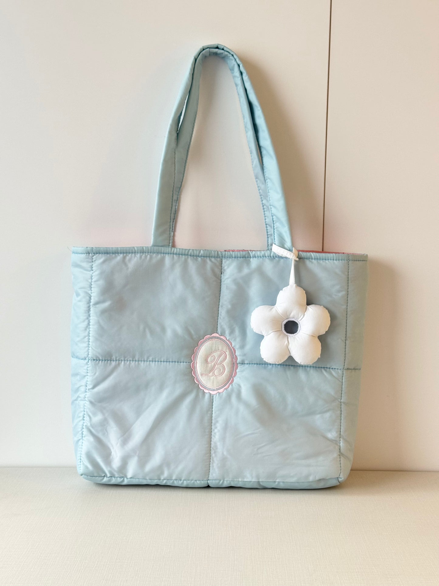 Personalized Puffer Shoulder Bag with Monogram Embroidery - 18x15 inches