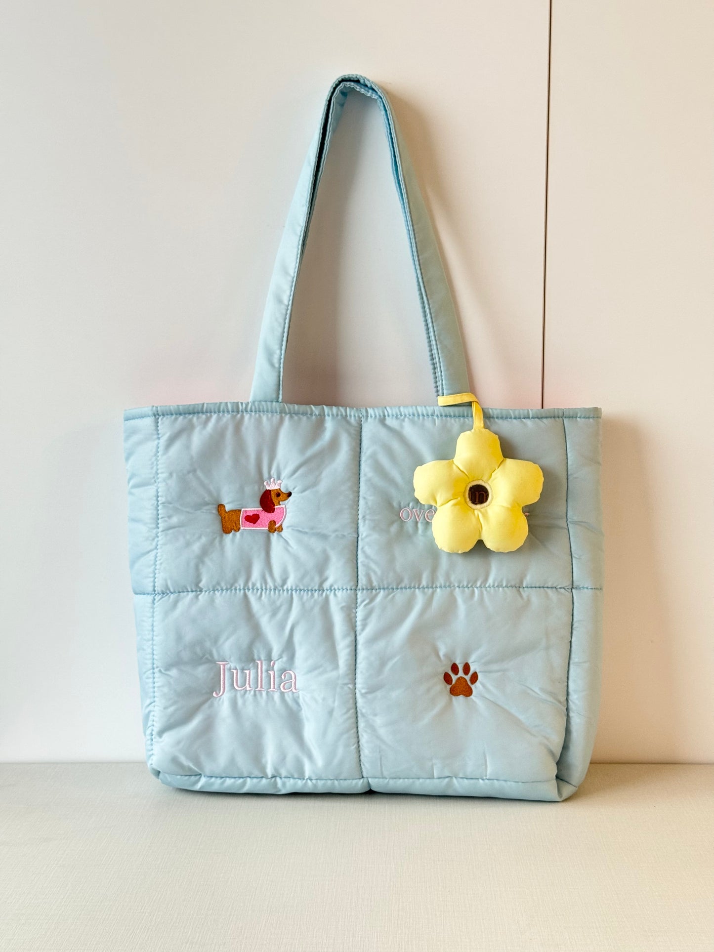 Personalized Puffer Shoulder Bag with Embroidered Name & Text - 18x15 inches