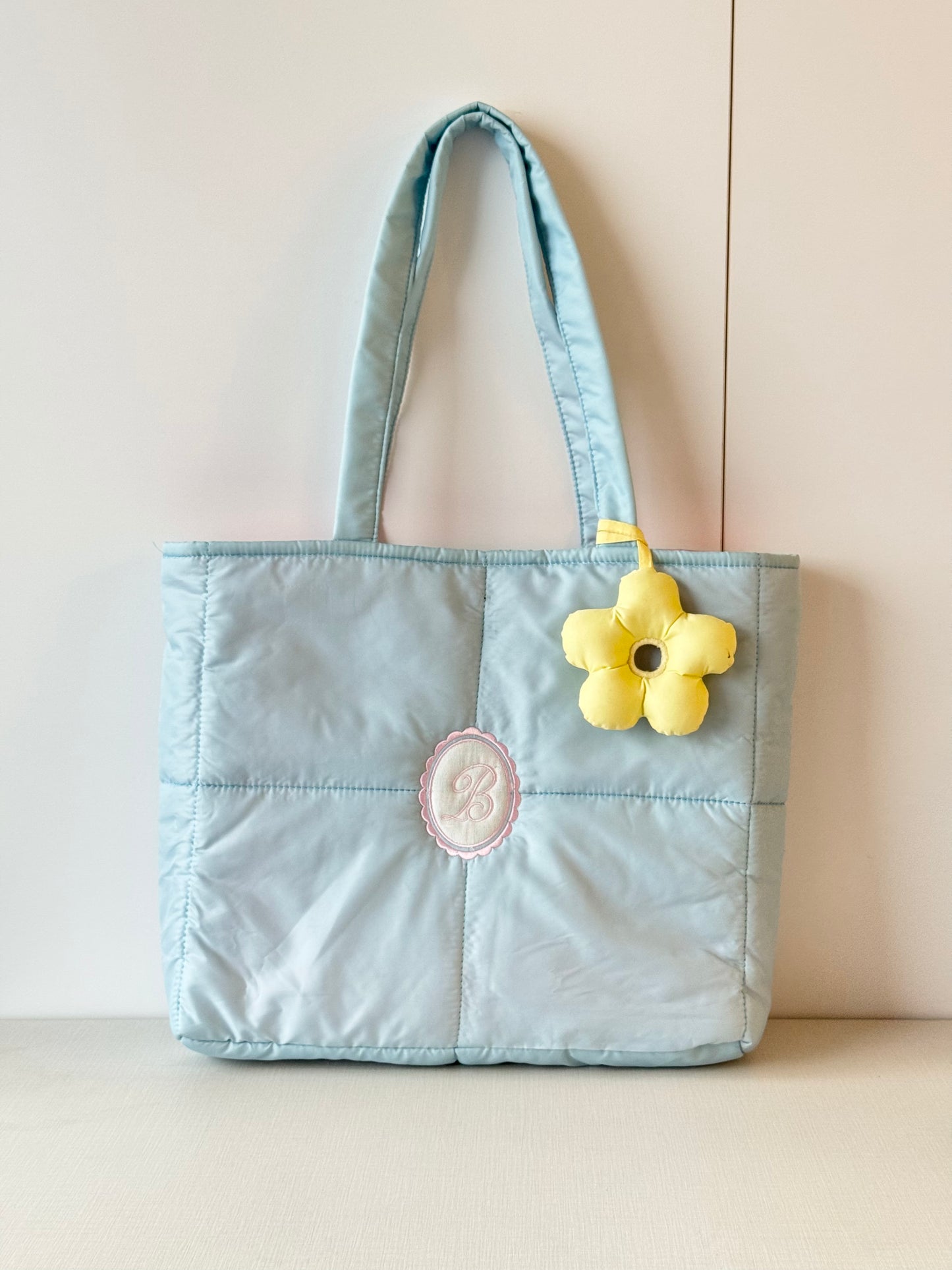 Personalized Puffer Shoulder Bag with Monogram Embroidery - 18x15 inches