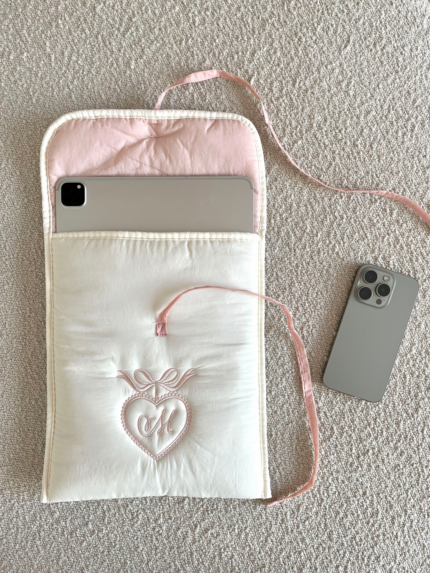 Personalized iPad Case with Embroidered Name & Bow - 11 inches