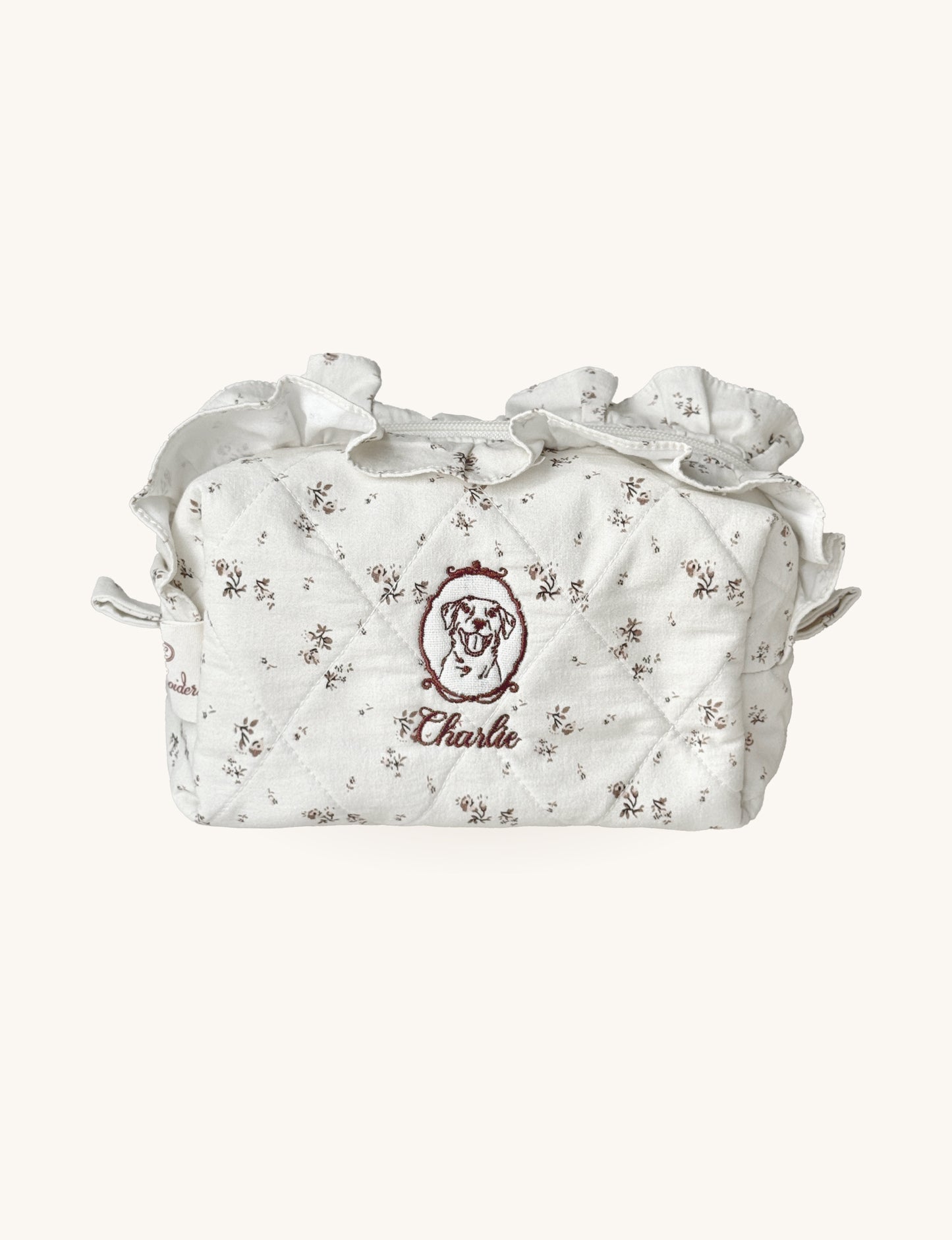 Makeup Pouch - Vintage Bloom - Custom Pet Image