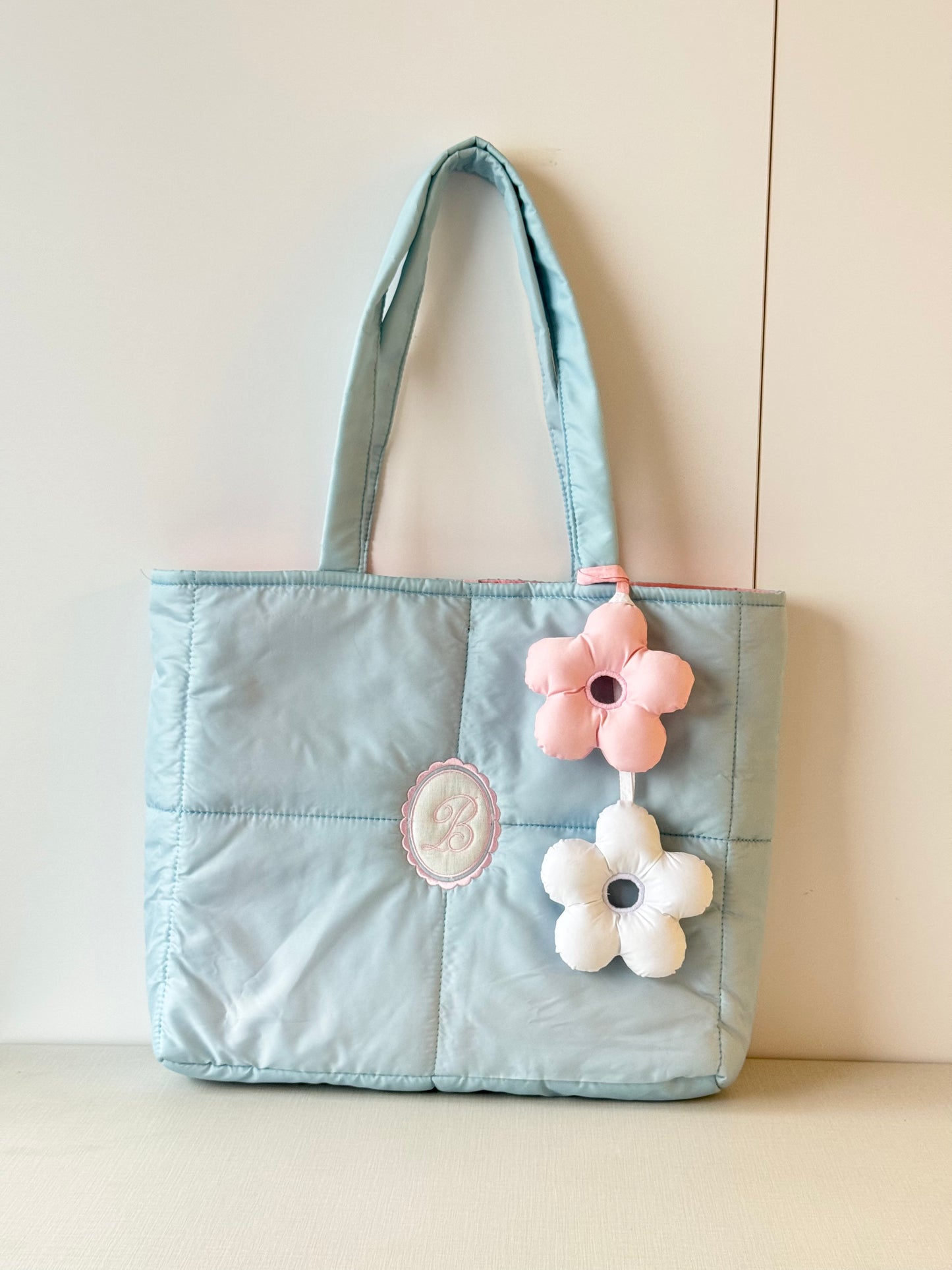 Personalized Puffer Shoulder Bag with Monogram Embroidery - 18x15 inches