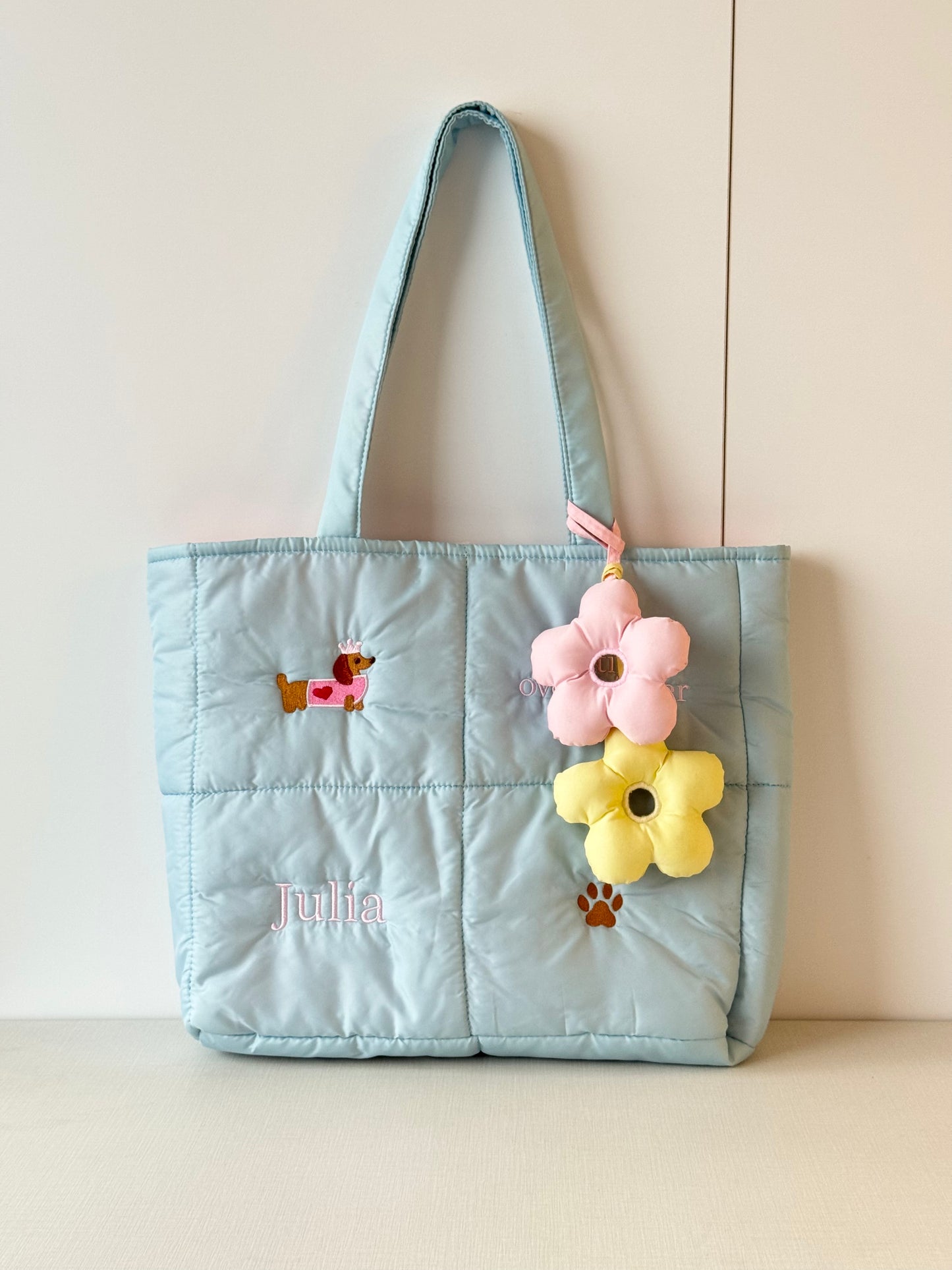 Personalized Puffer Shoulder Bag with Embroidered Name & Text - 18x15 inches