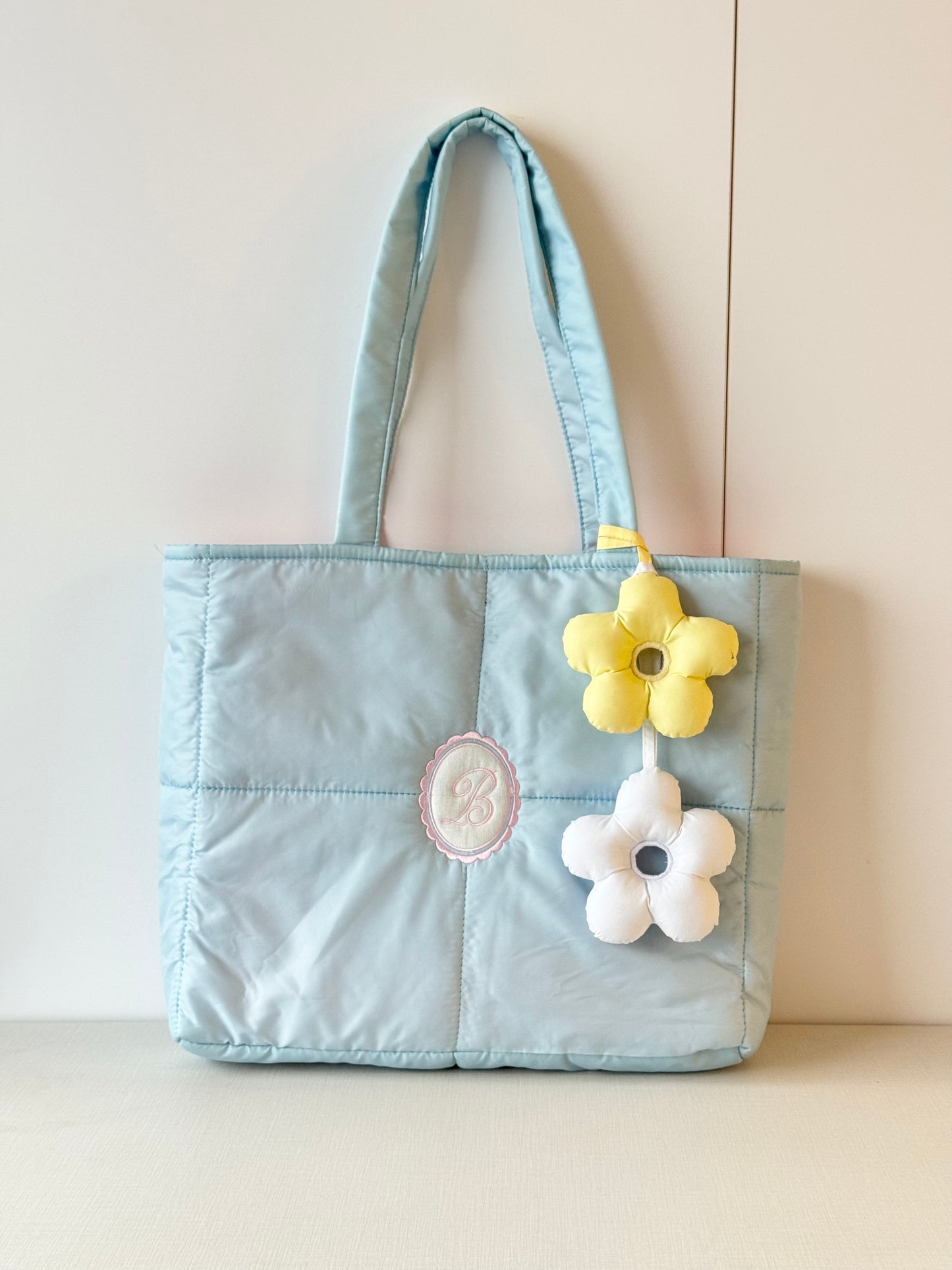 Personalized Puffer Shoulder Bag with Monogram Embroidery - 18x15 inches