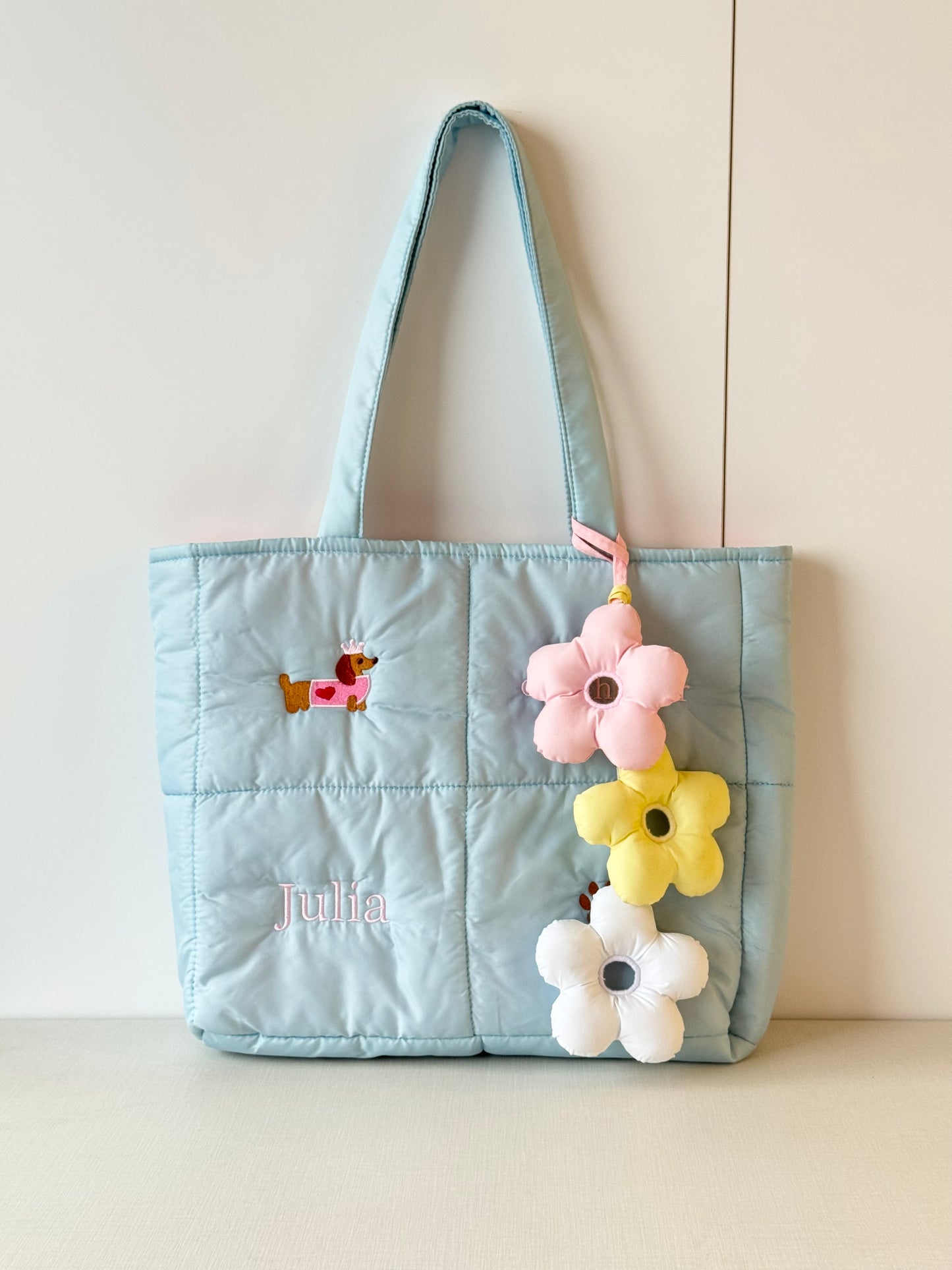 Personalized Puffer Shoulder Bag with Embroidered Name & Text - 18x15 inches