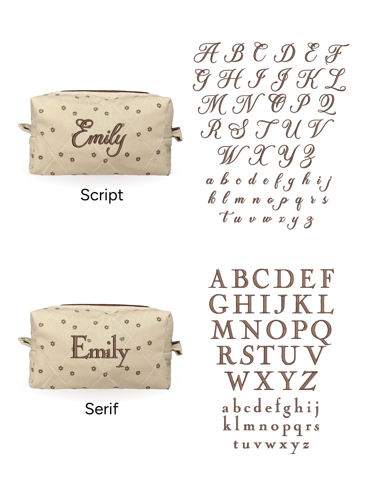 Makeup Pouch - Cappuccino - Custom Name