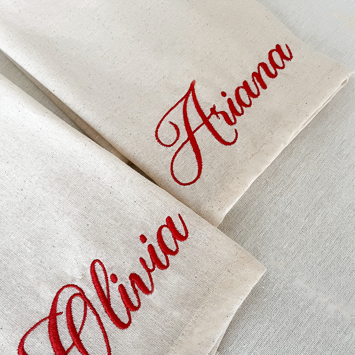 Personalized Linen Napkins With Name Embroidery - 18x18 inches
