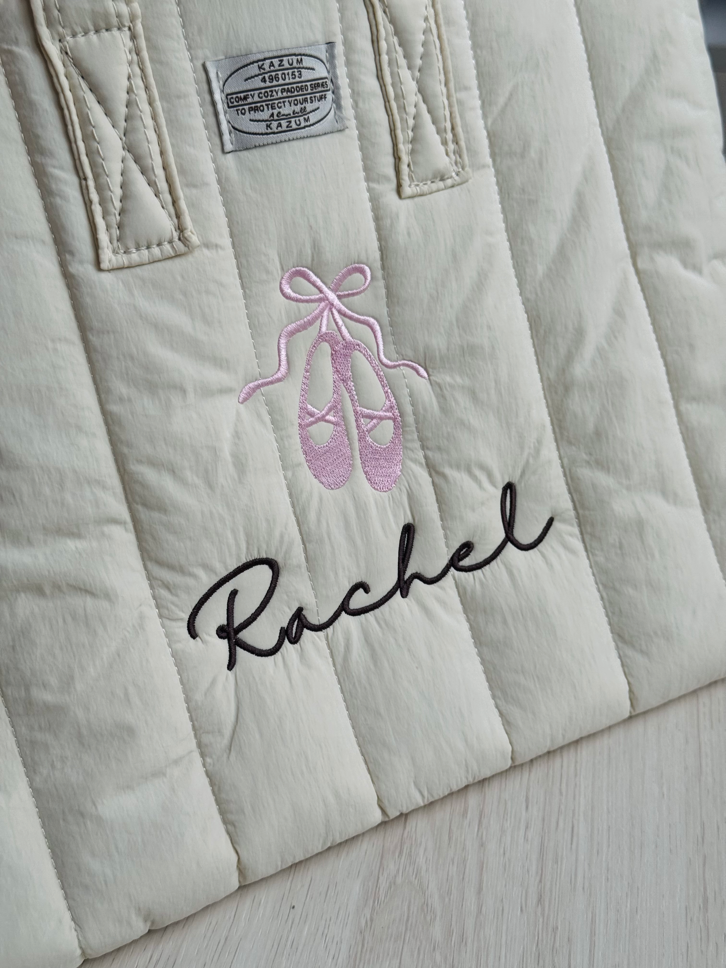 Personalized Cream Laptop Sleeve with Ballet Shoe Embroidery & Name - 13 inches