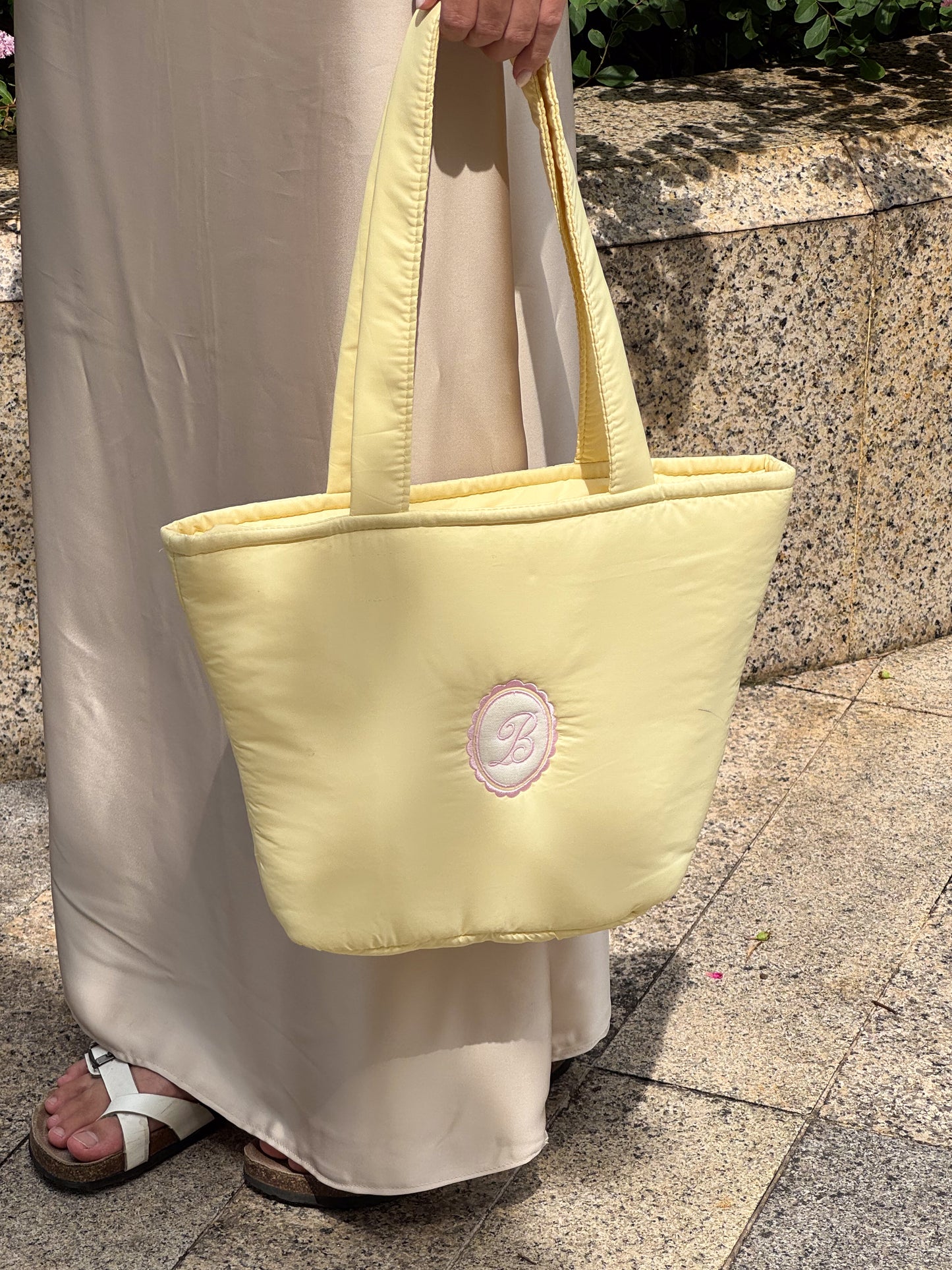 Personalized Puffer Shoulder Bag with Monogram Embroidery - 14x10 inches