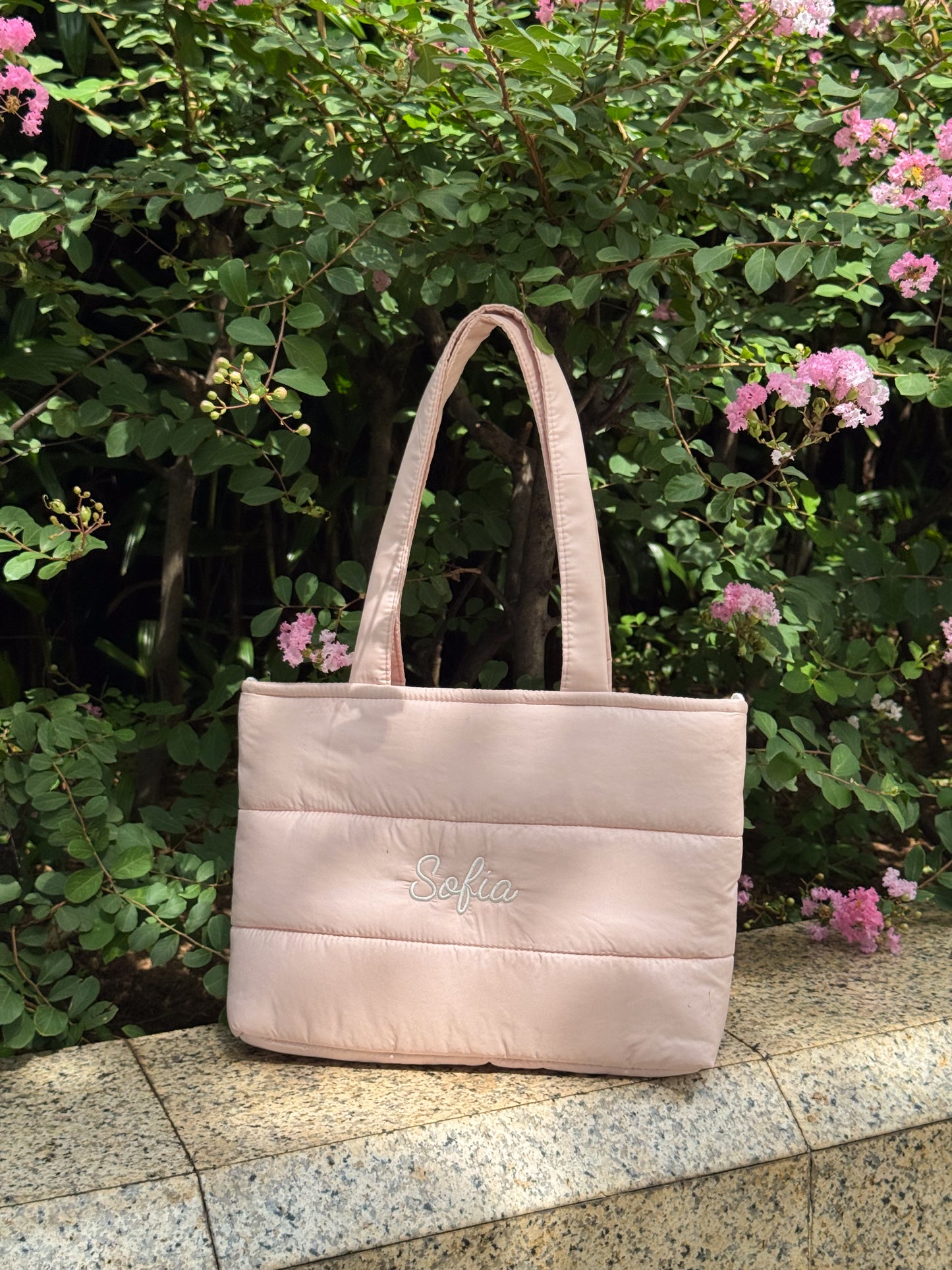 Personalized Puffer Shoulder Bag with Embroidered Name - 16x12 inches
