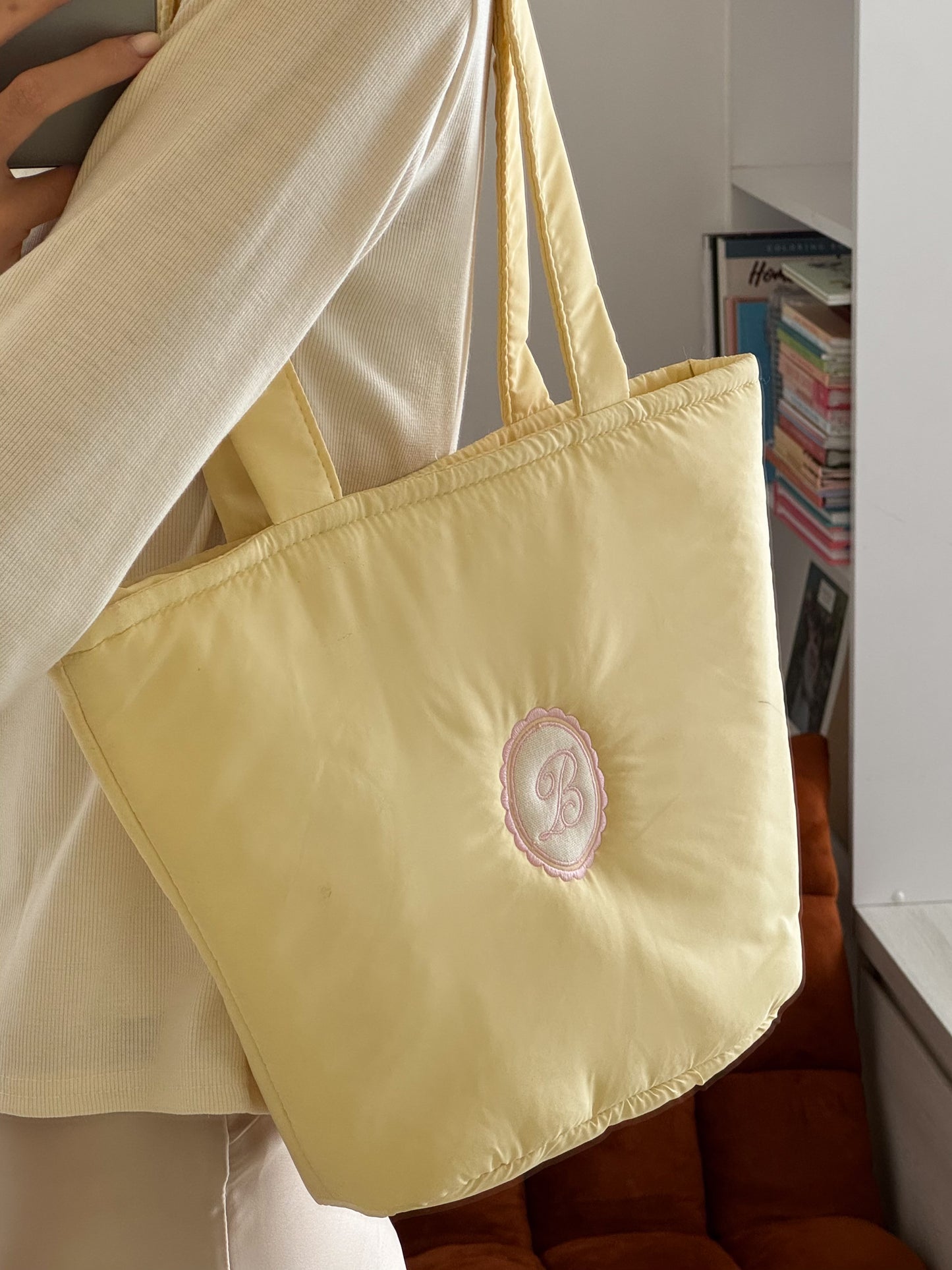 Personalized Puffer Shoulder Bag with Monogram Embroidery - 14x10 inches