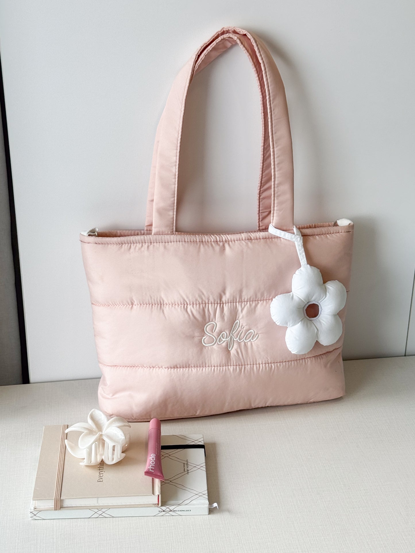Personalized Puffer Shoulder Bag with Embroidered Name - 16x12 inches