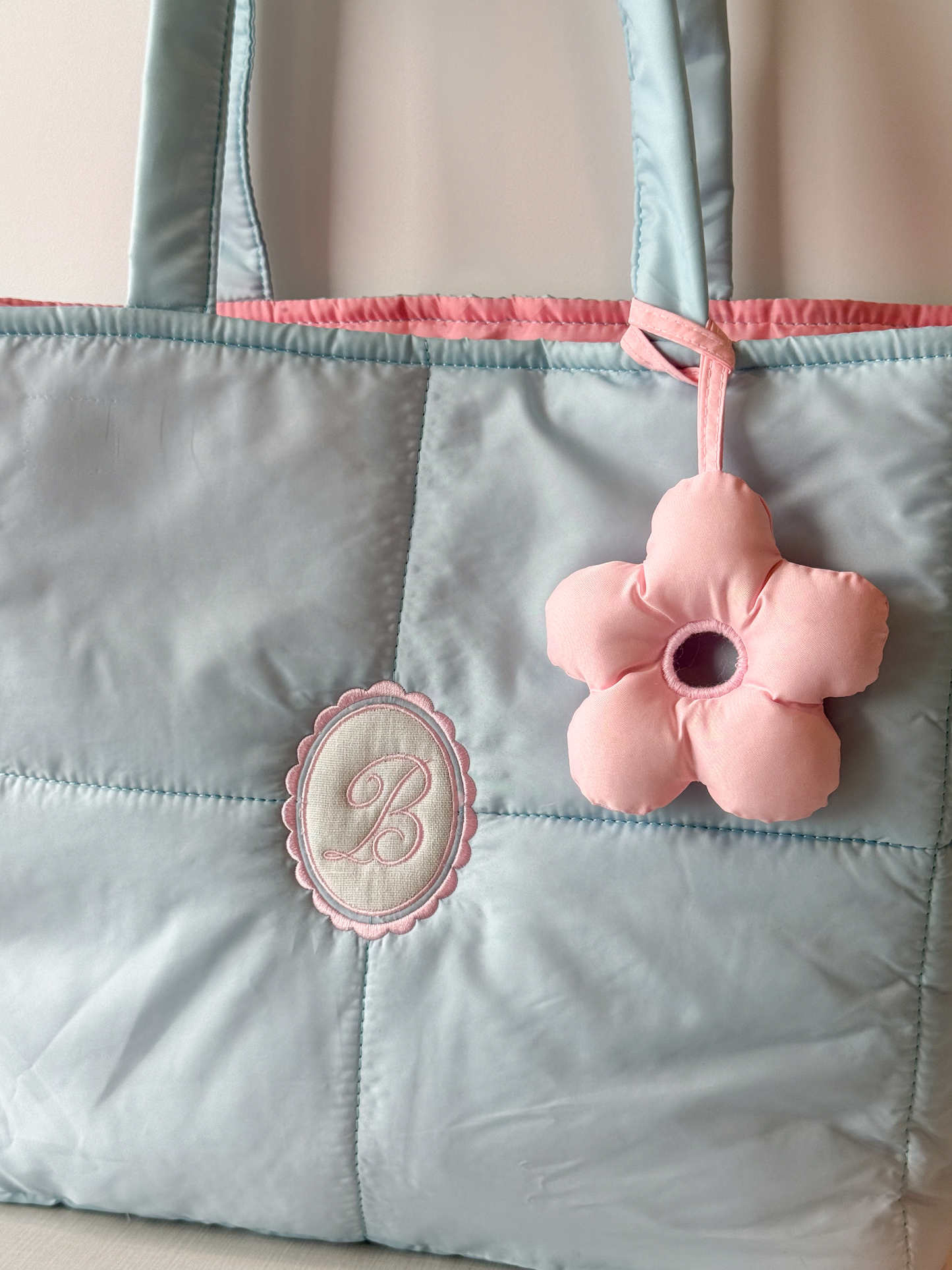 Personalized Puffer Shoulder Bag with Monogram Embroidery - 18x15 inches