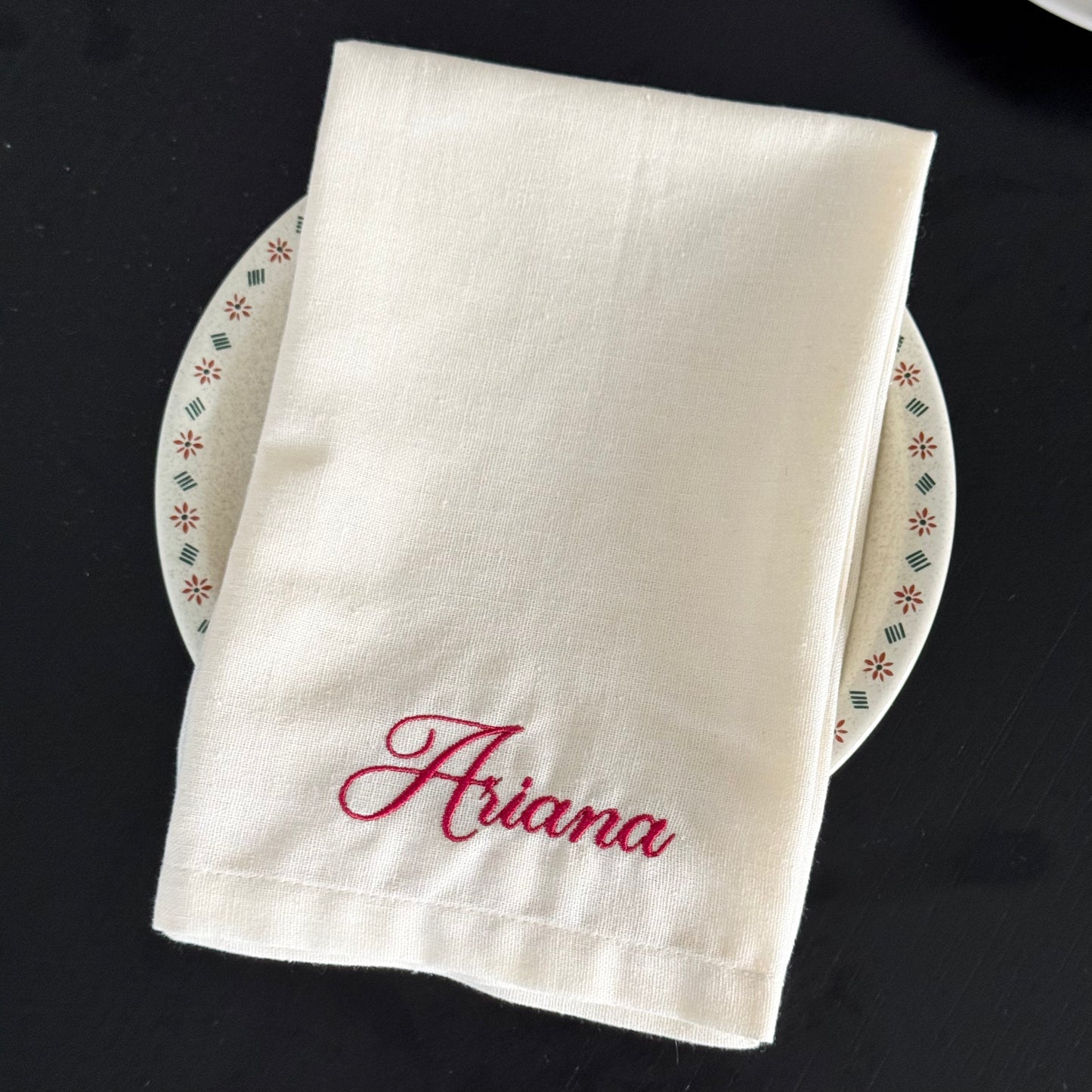 Personalized Linen Napkins With Name Embroidery - 18x18 inches