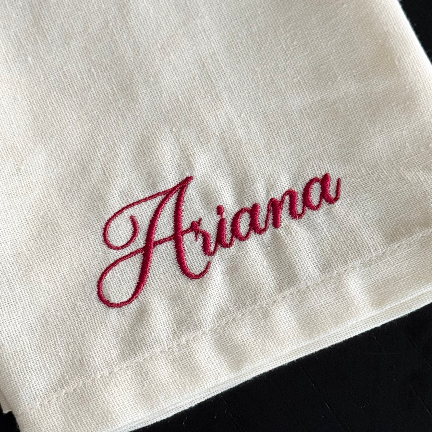 Personalized Linen Napkins With Name Embroidery - 18x18 inches