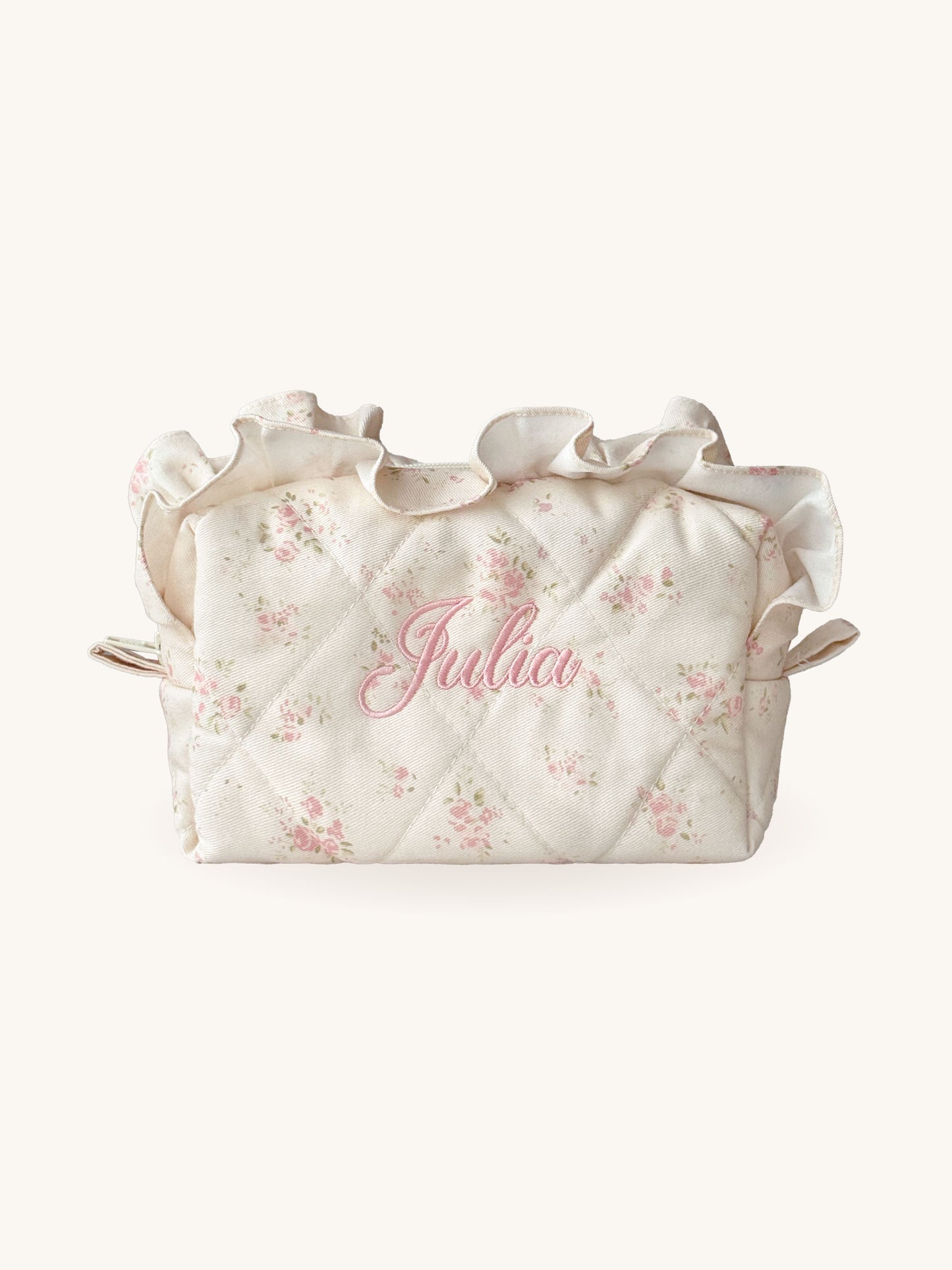 Makeup Pouch - Vanilla Rose - Custom Name