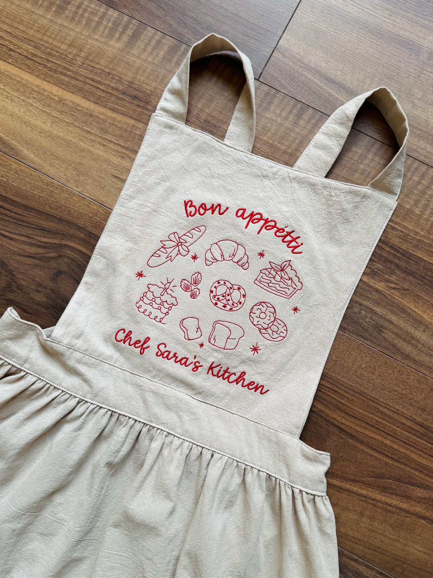 Personalized Grey Apron with Bakery Embroidery