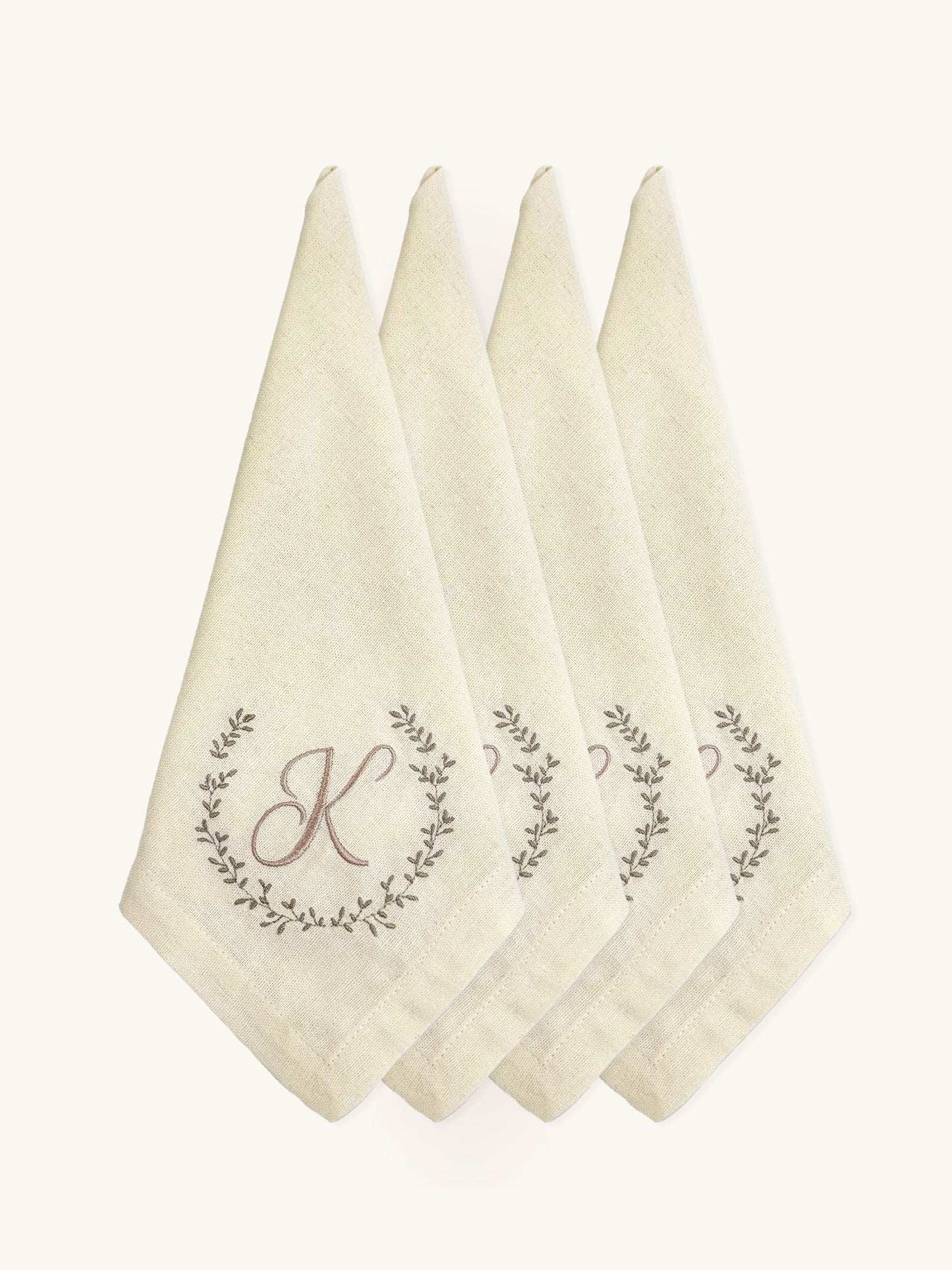 Personalized Linen Napkins With Monogram Embroidery - 18x18 inches