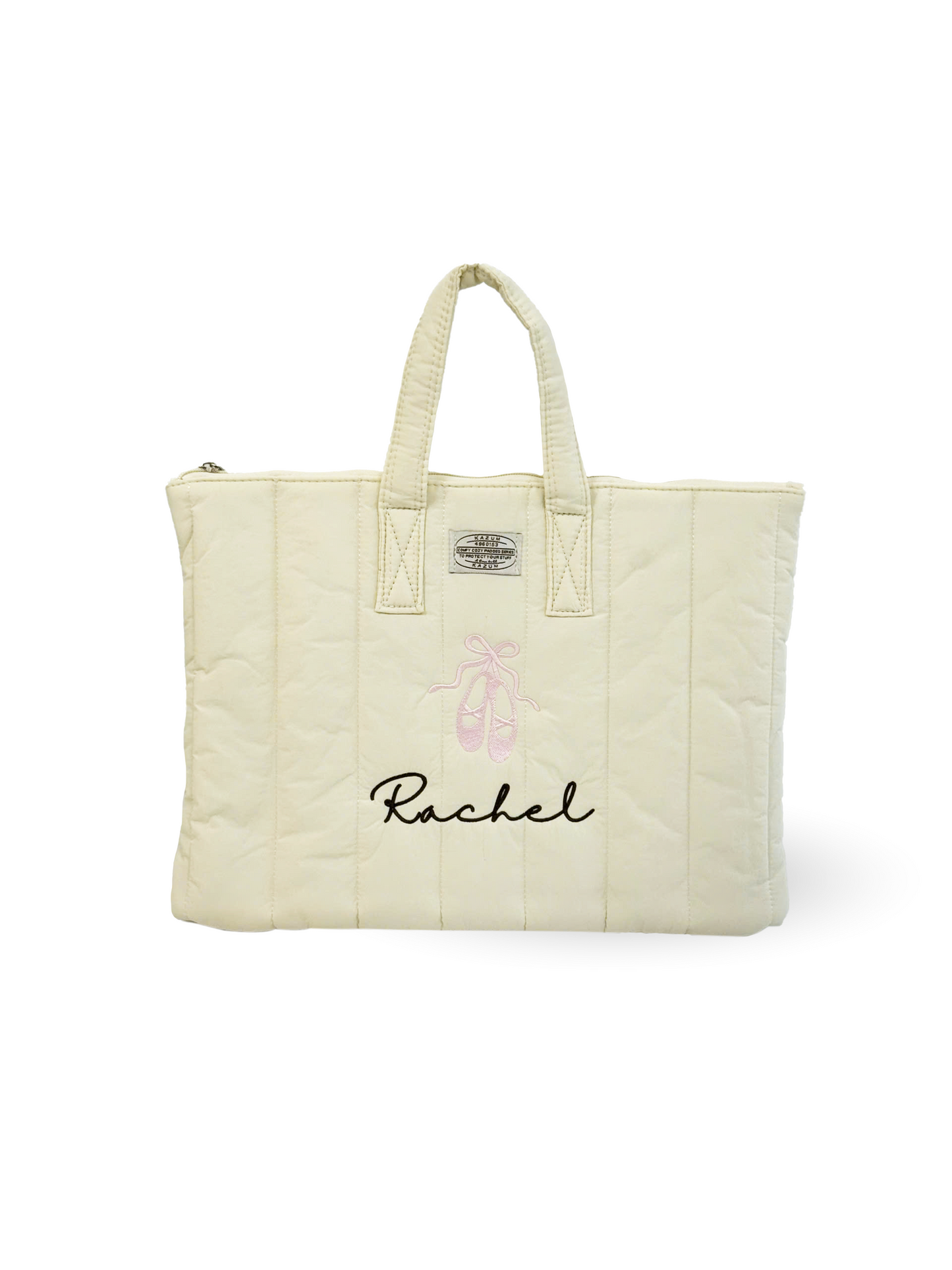 Personalized Cream Laptop Sleeve with Ballet Shoe Embroidery & Name - 13 inches