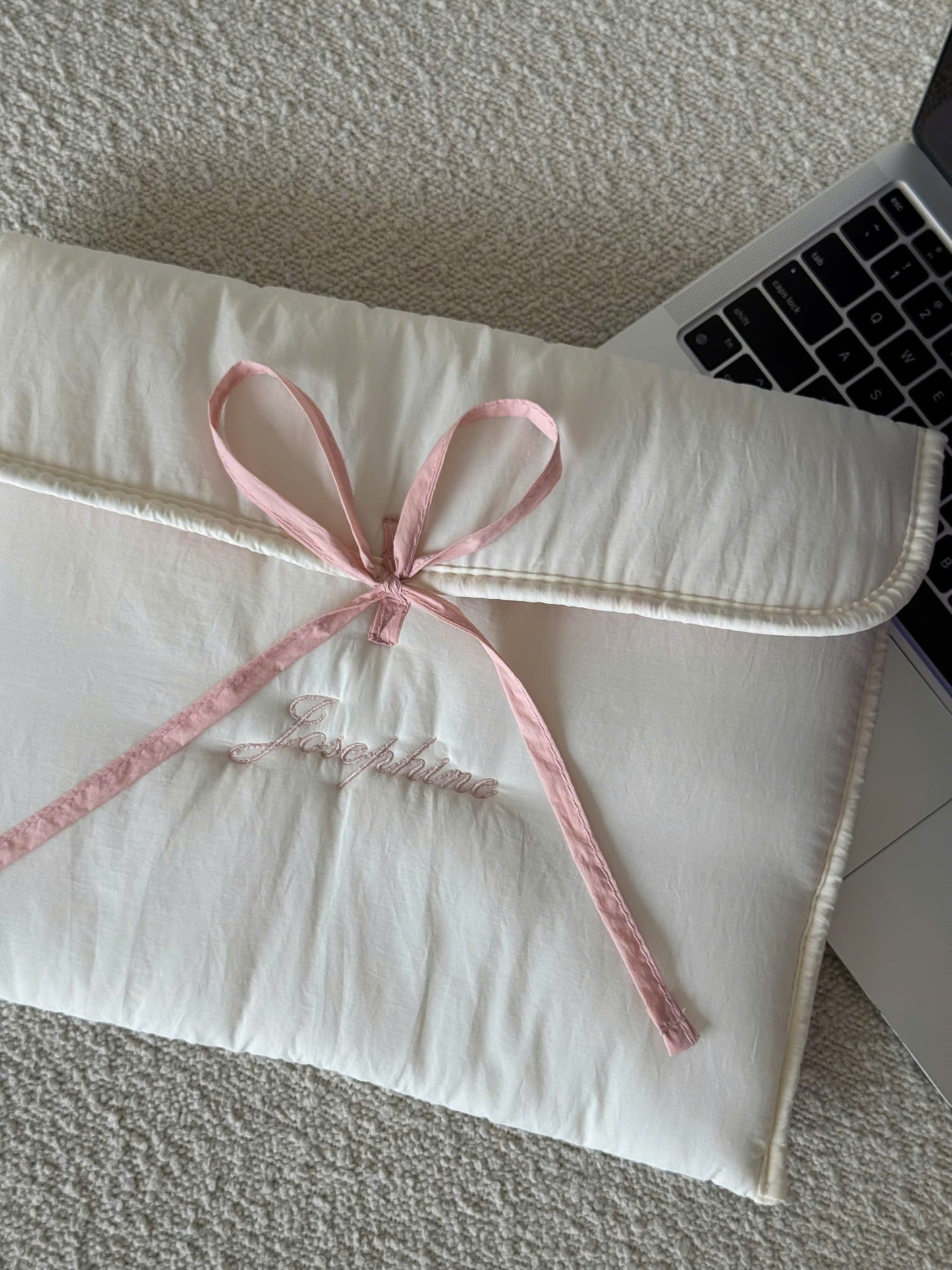 Personalized Laptop Sleeve with Embroidered Name & Bow - 13 inches