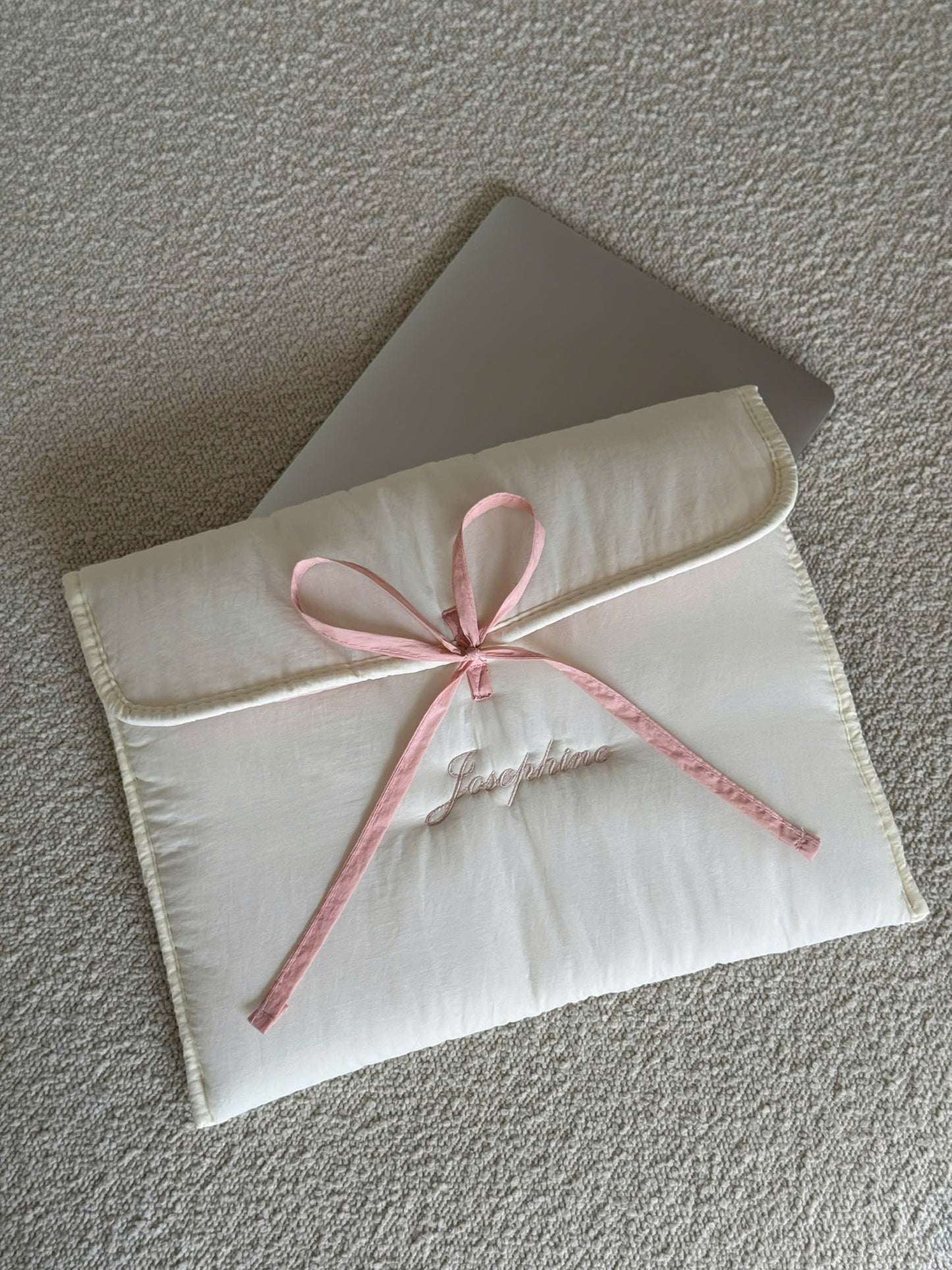 Personalized Laptop Sleeve with Embroidered Name & Bow - 13 inches