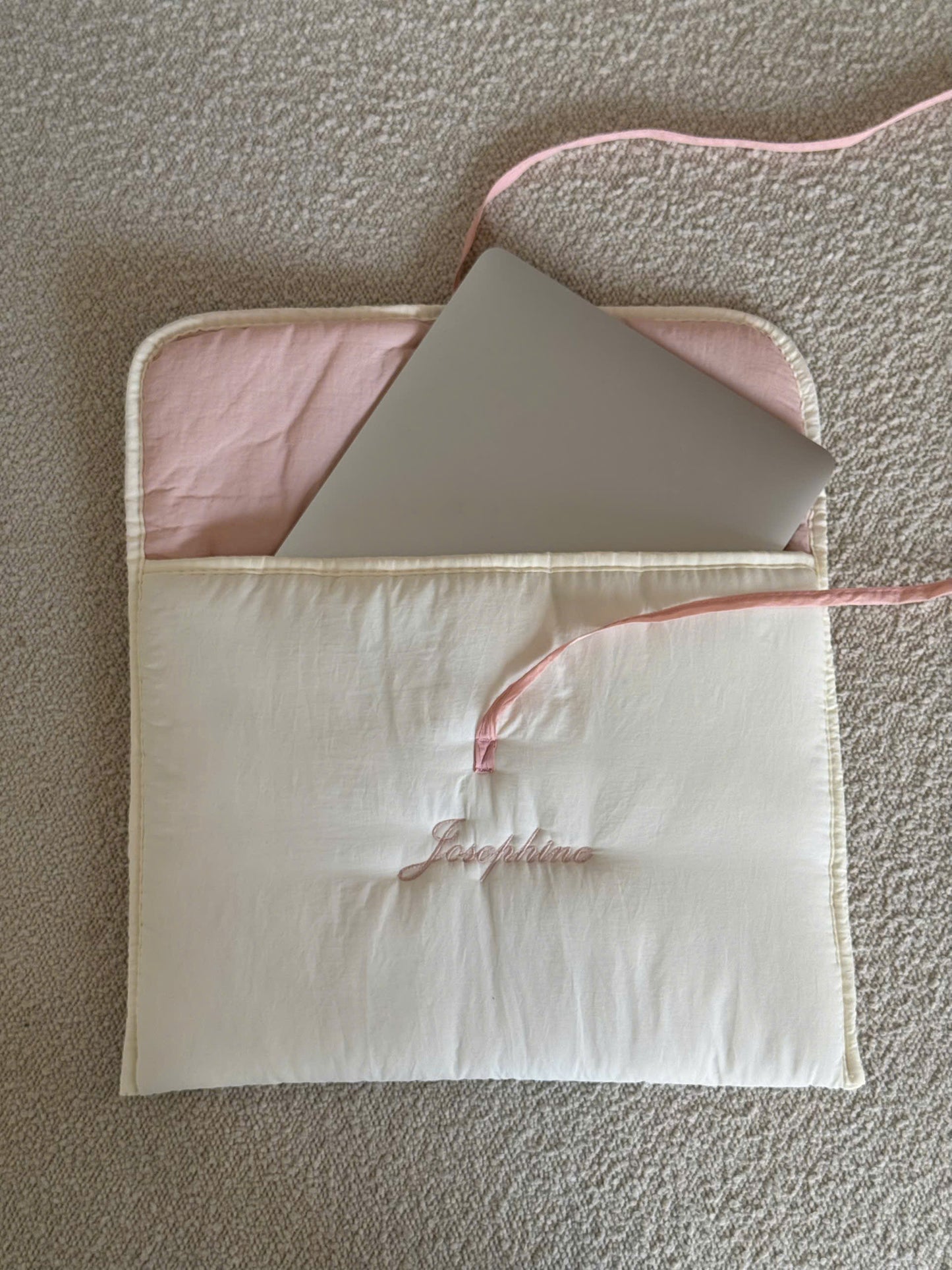 Personalized Laptop Sleeve with Embroidered Name & Bow - 13 inches