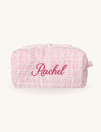 Makeup Pouch - Blush Tweed - Custom Name