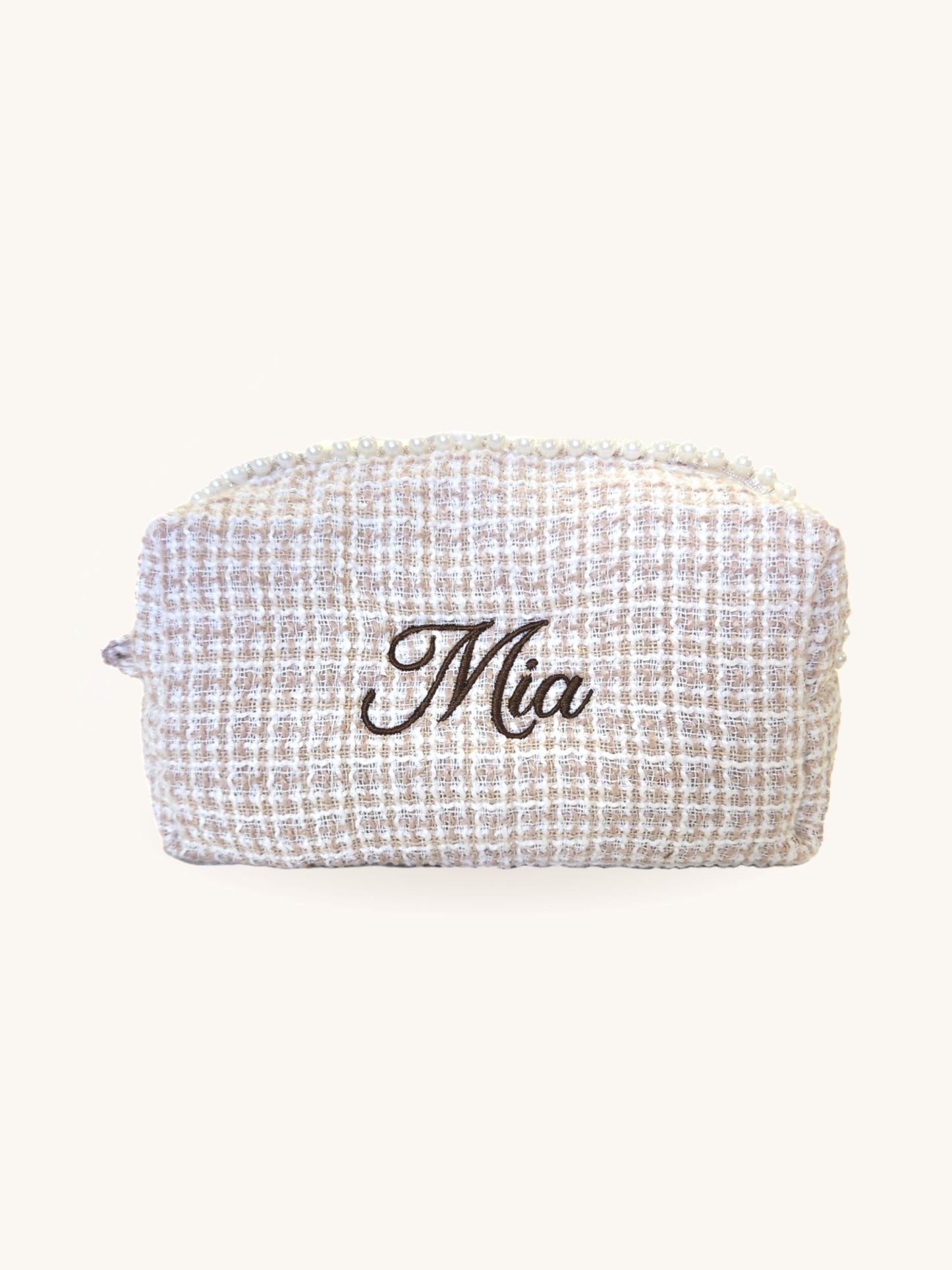 Makeup Pouch - Ivory Pearl - Custom Name