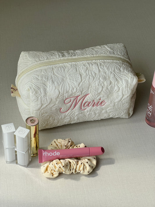 Makeup Pouch - White Garden