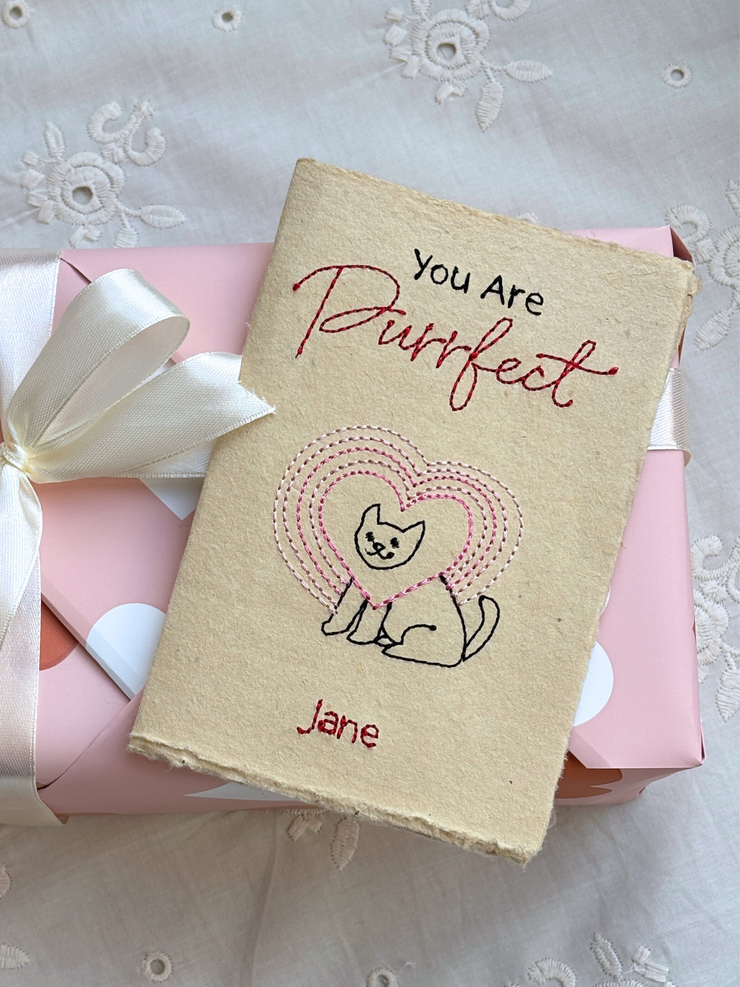 Embroidered Love Card - Purrfect