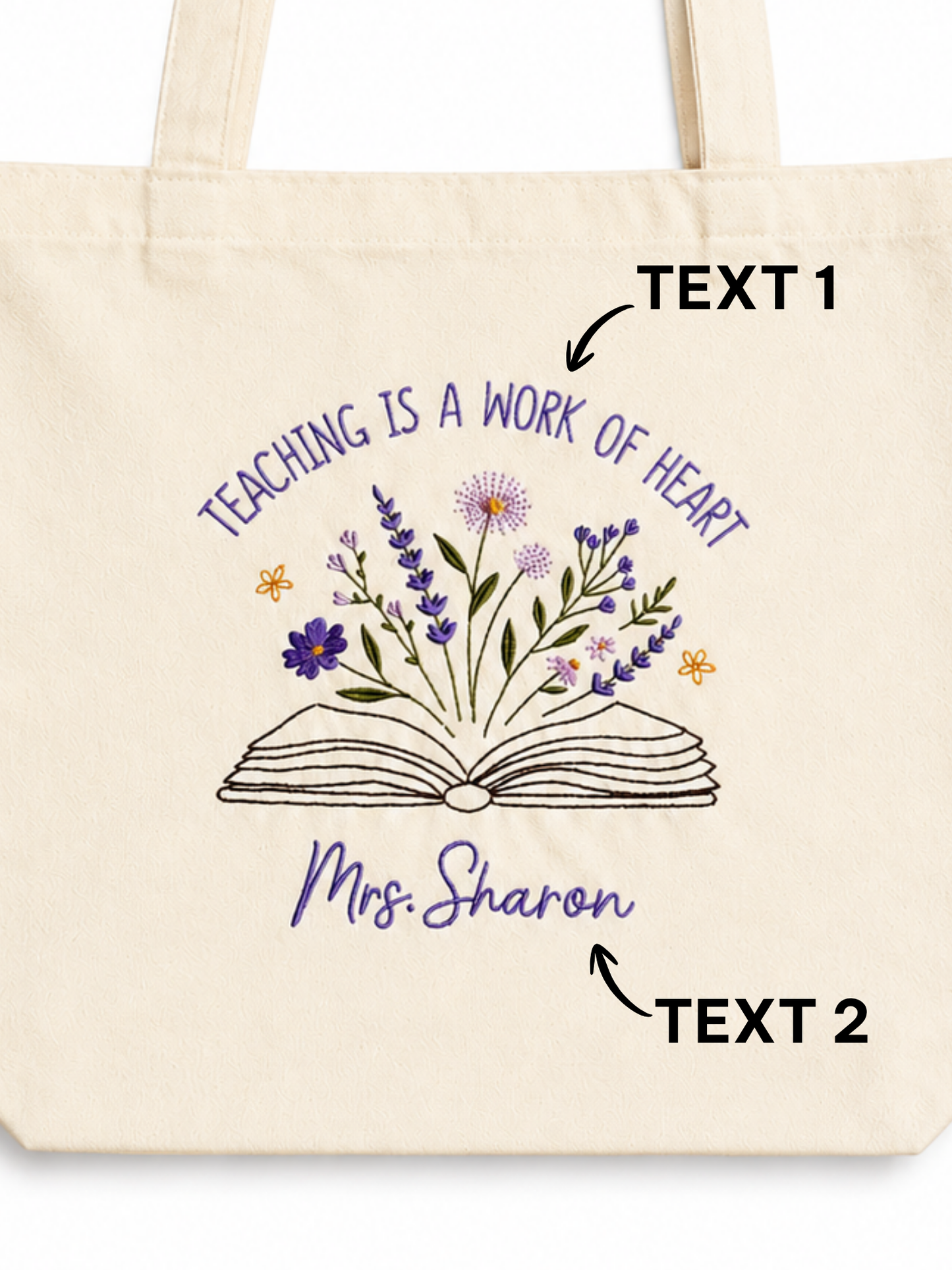 Tote - "Teaching Is A Work Of Heart" - Customizable
