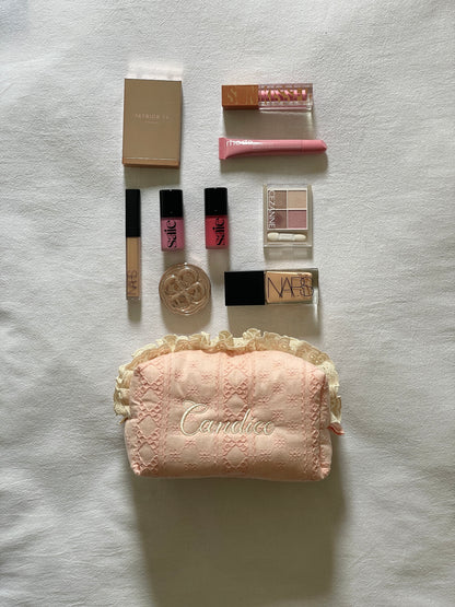 Makeup Pouch - Blush Lace - Custom Name