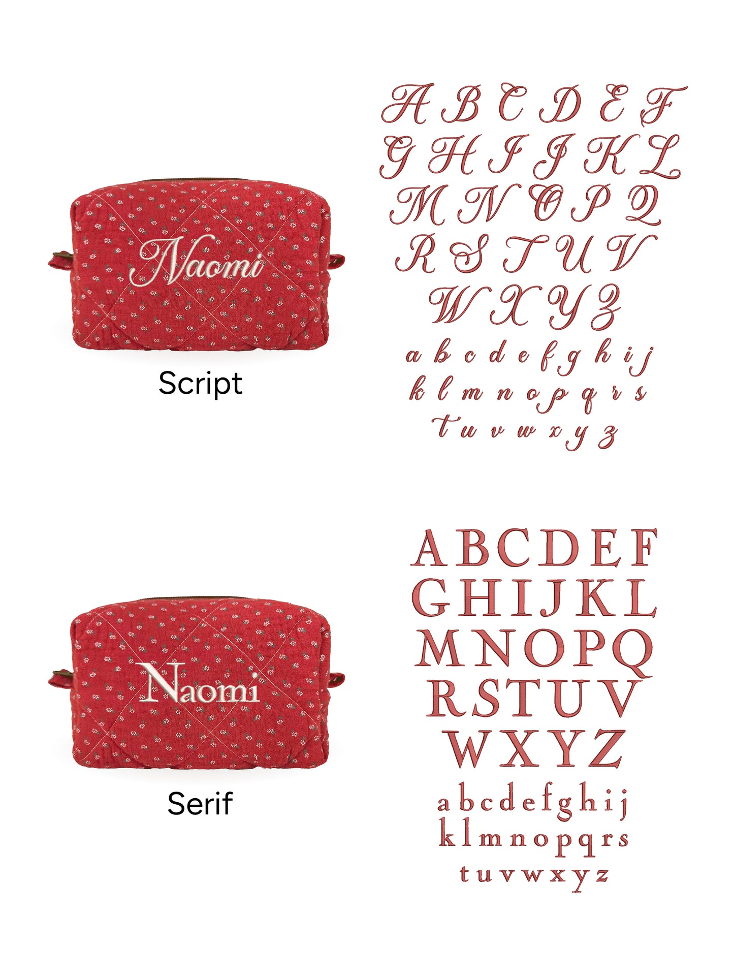 Makeup Pouch - Red Clover - Custom Name