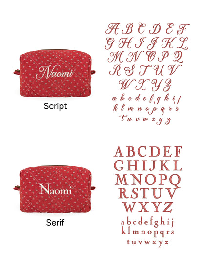 Makeup Pouch - Red Clover - Custom Name