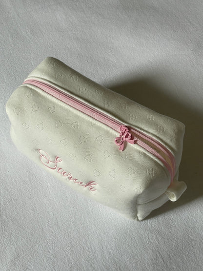 Makeup Pouch - Blush Hearts - Custom Name