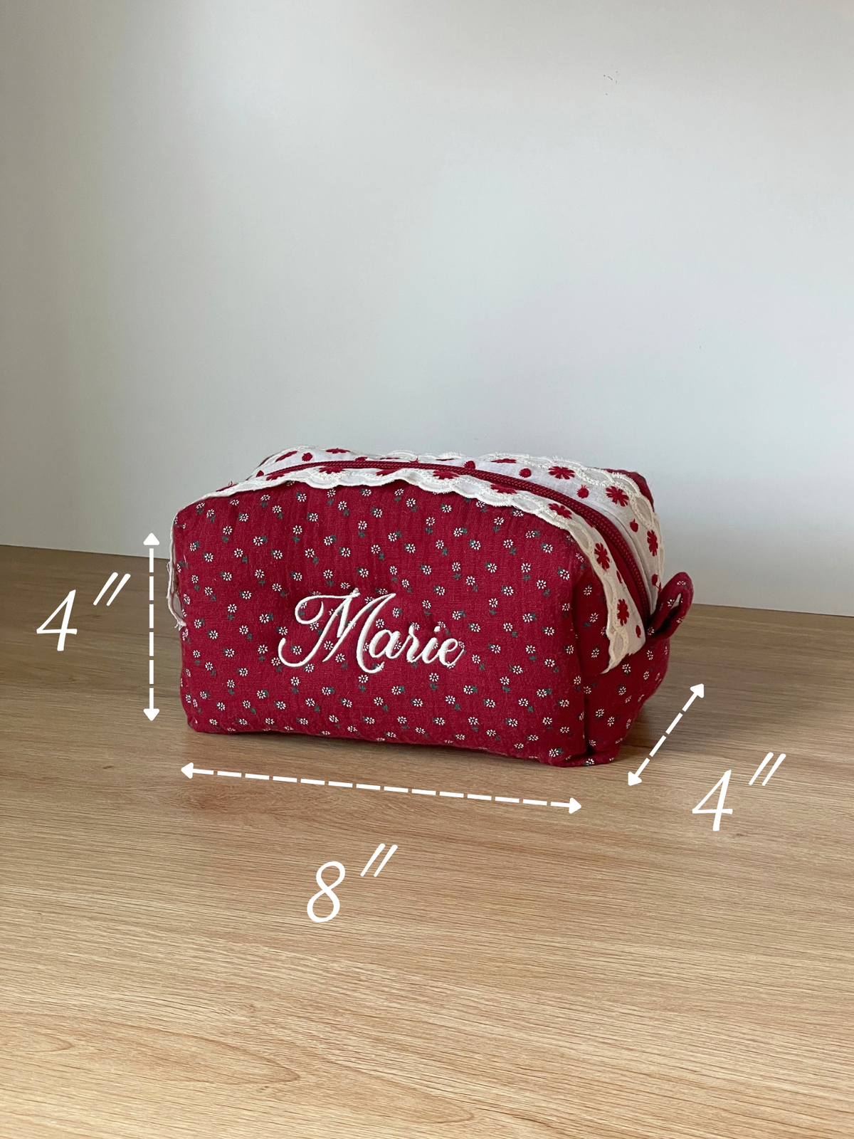 Makeup Pouch - Vintage Berry - Custom Name