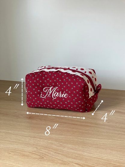 Makeup Pouch - Vintage Berry - Custom Name