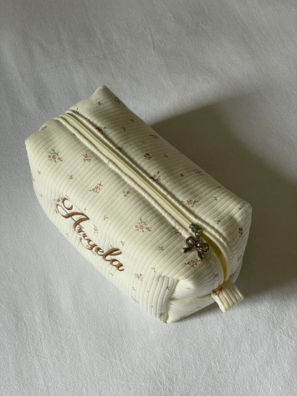 Makeup Pouch - Cottage Blossom - Custom Name
