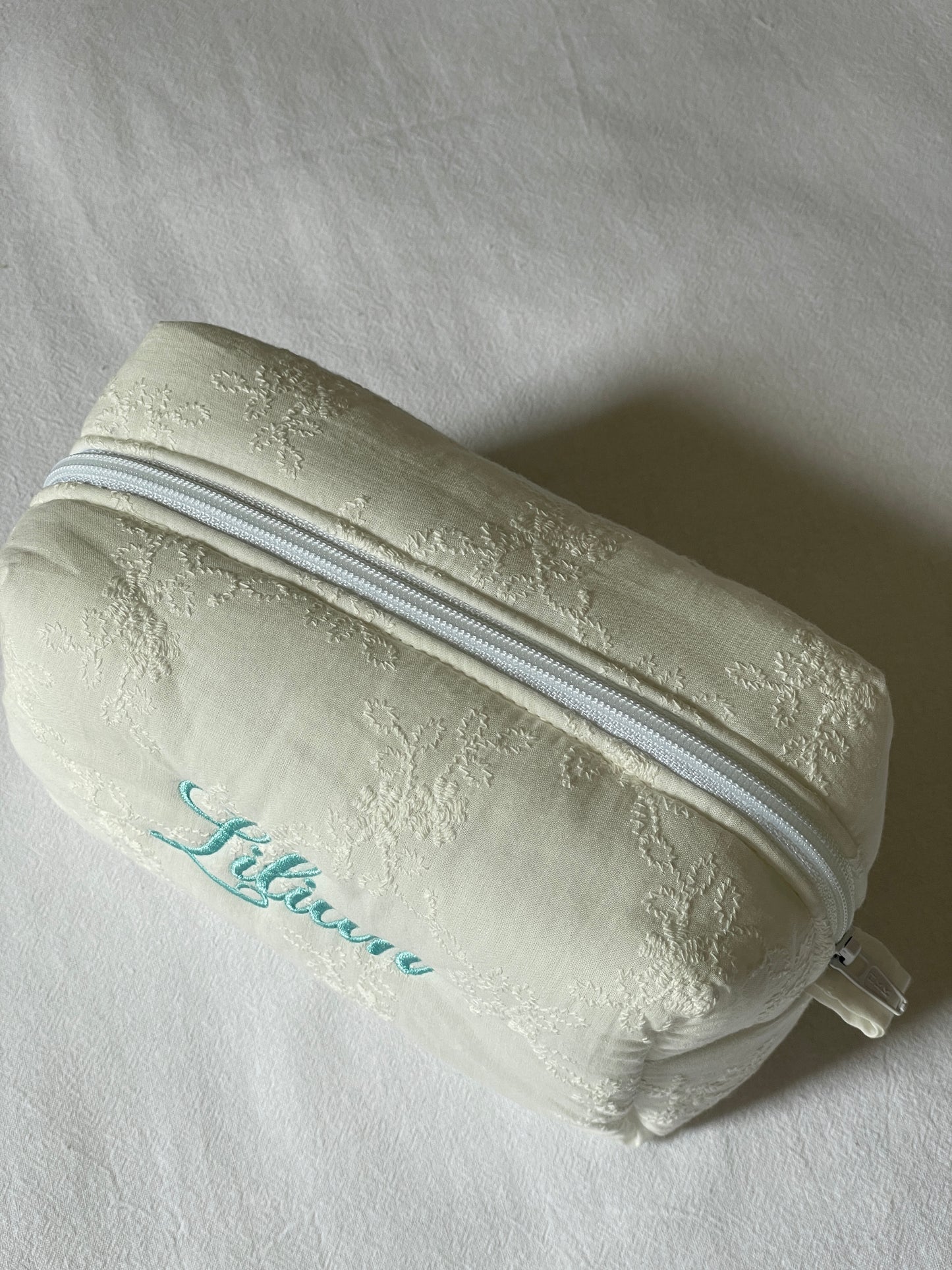Makeup Pouch - White Bloom - Custom Name