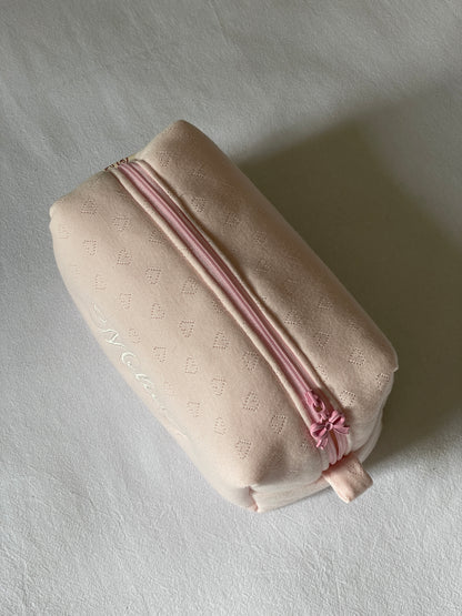 Makeup Pouch - Soft Heart - Custom Name