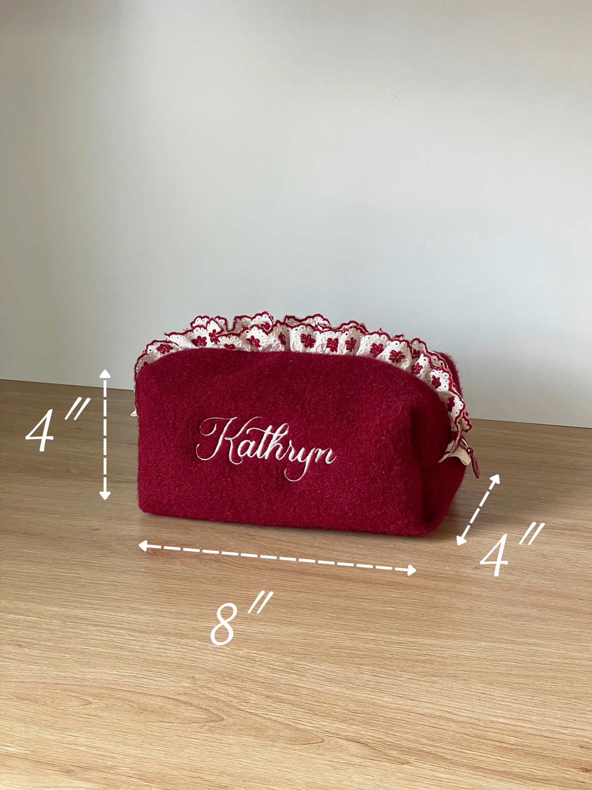 Makeup Pouch - Velvet Ruffle - Custom Name
