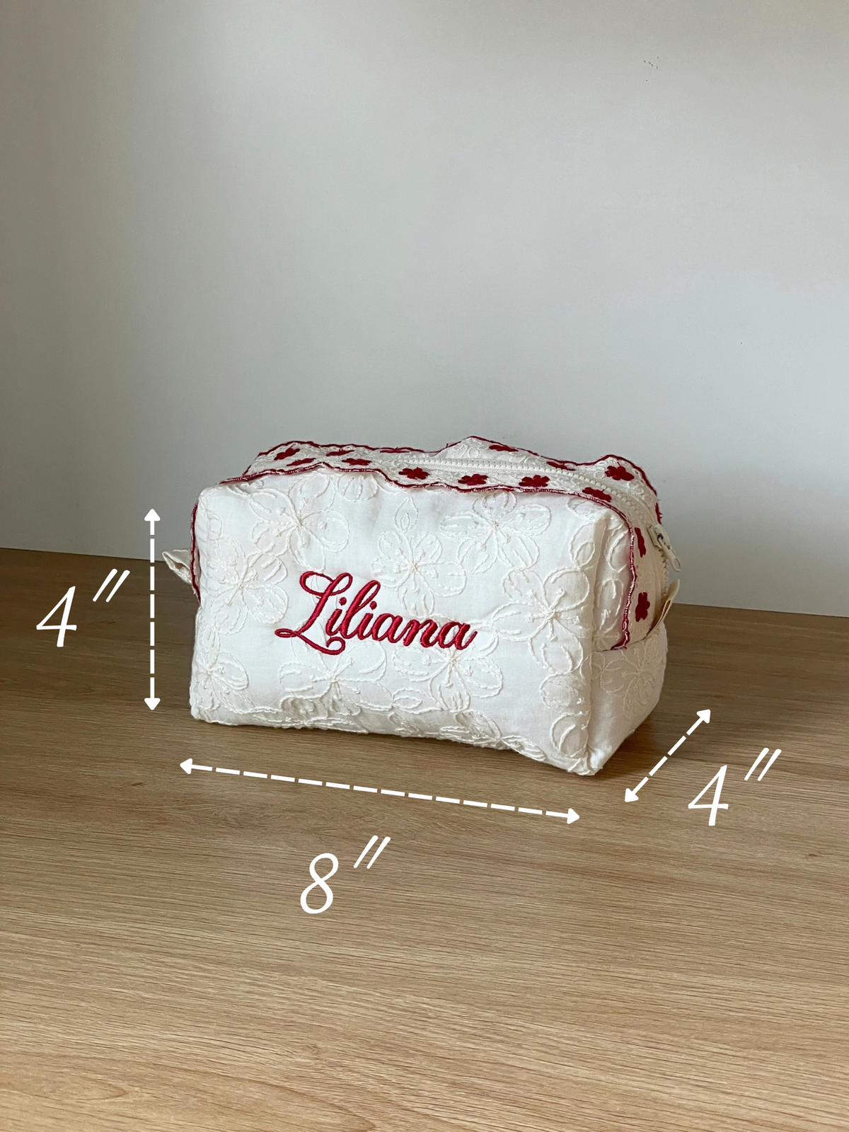 Makeup Pouch - Ivory Garden - Custom Name