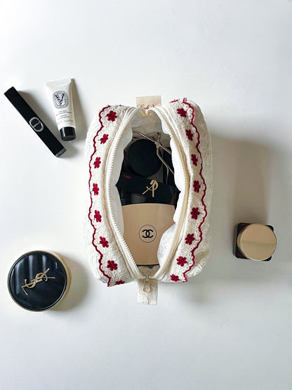 Makeup Pouch - Ivory Garden - Custom Name