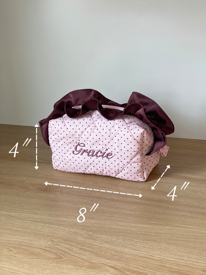 Makeup Pouch - Blush Ruffle  - Custom Name