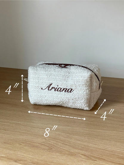 Makeup Pouch - Vanilla Cream - Custom Name