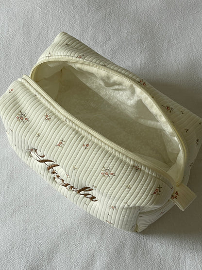 Makeup Pouch - Cottage Blossom - Custom Name