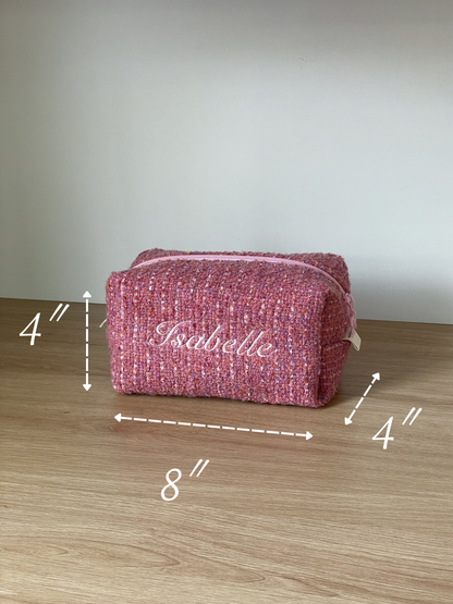 Makeup Pouch - Rosy Blush - Custom Name